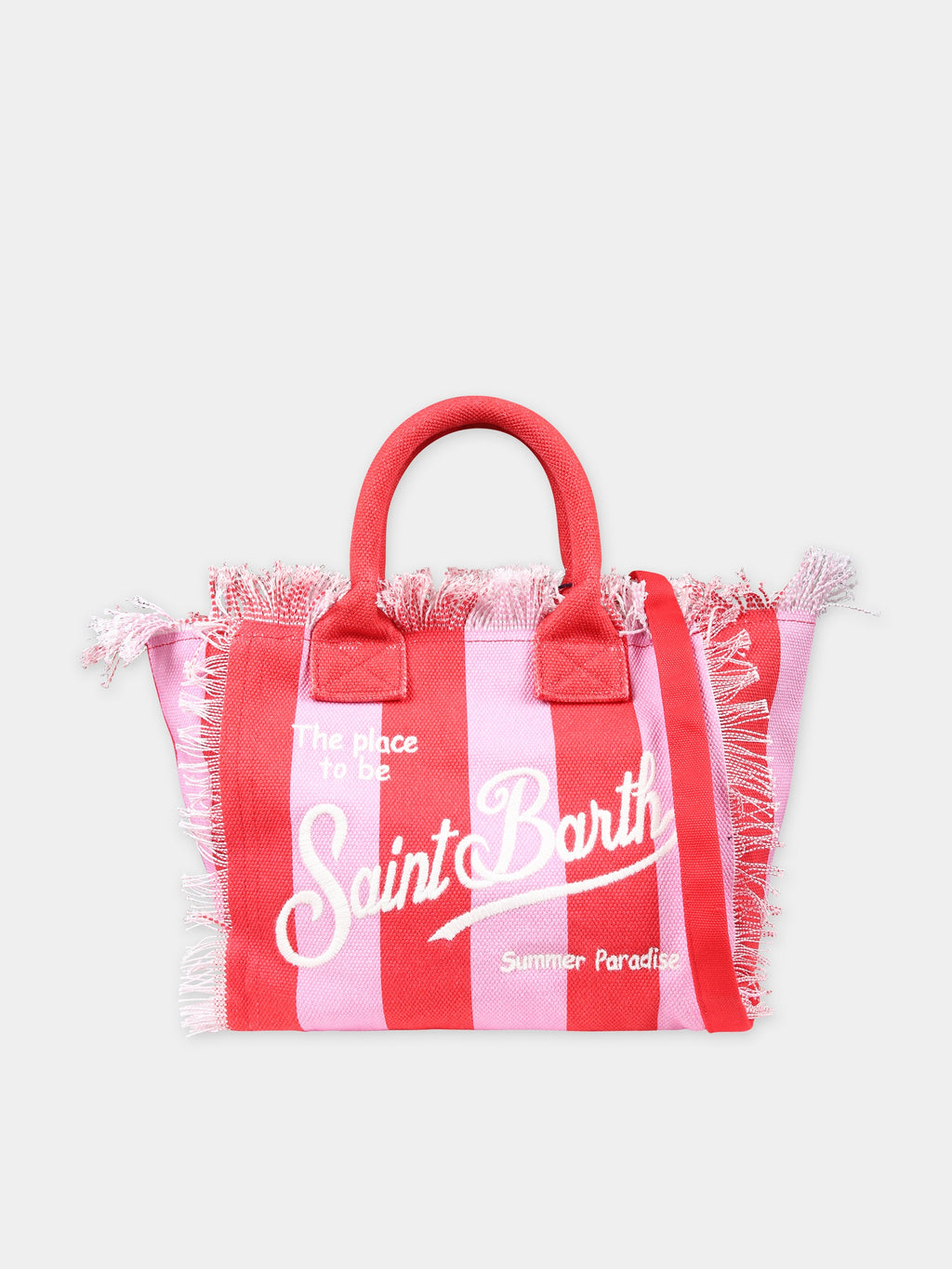 Red beach bag for girl with logo