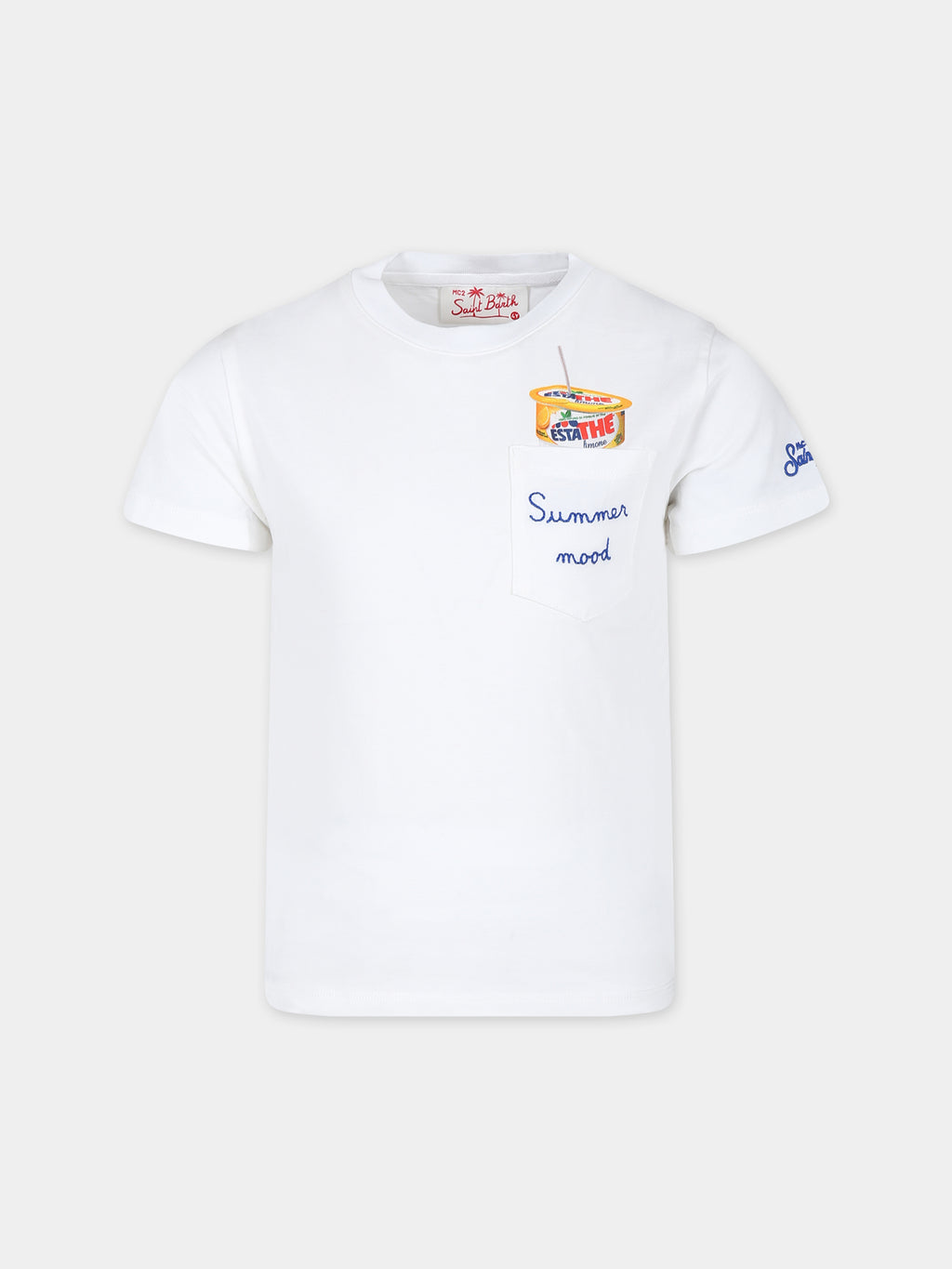 White t-shirt for boy with Estathé print