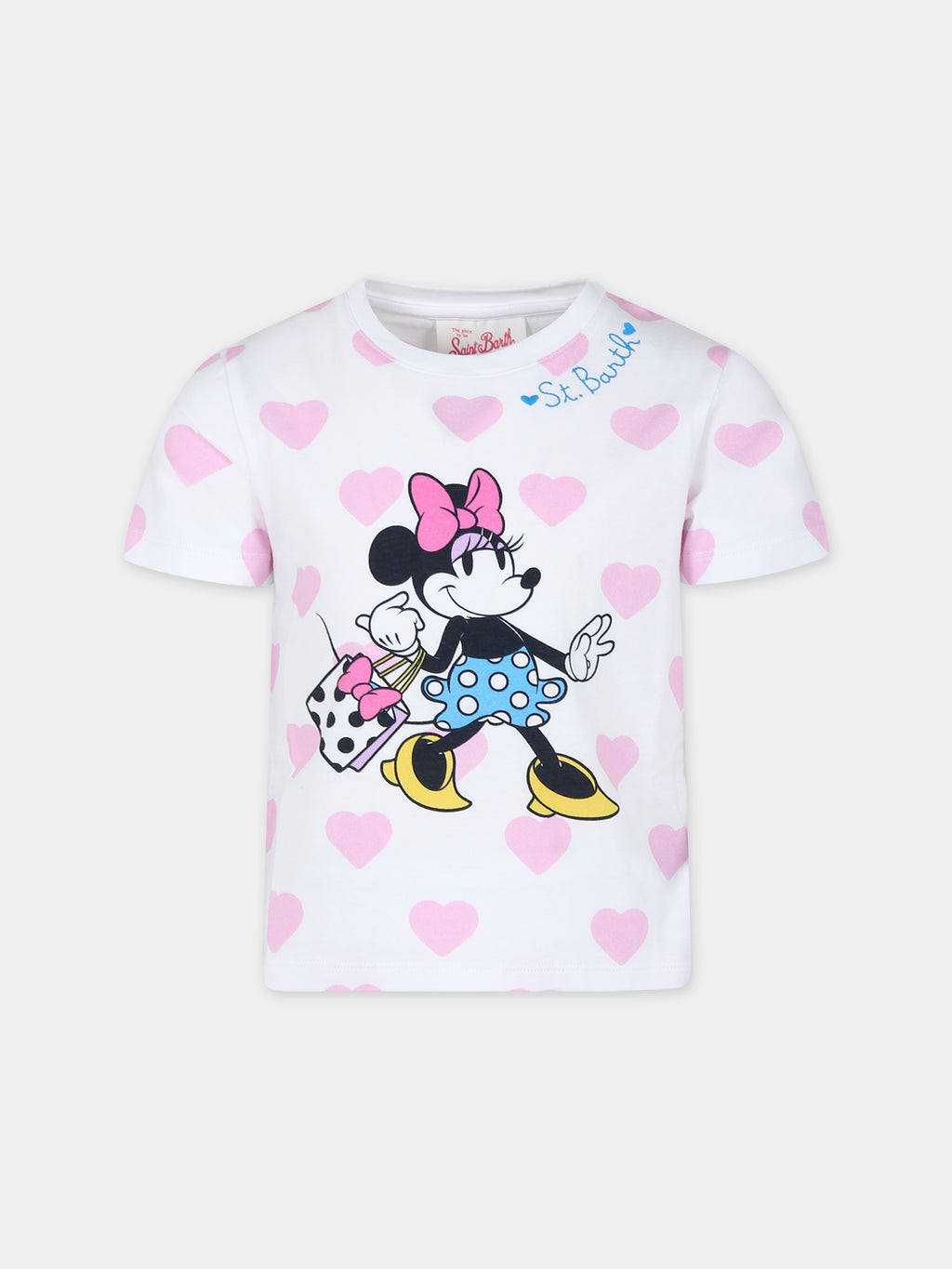 T-shirt bianca per bambina con stampa Minnie