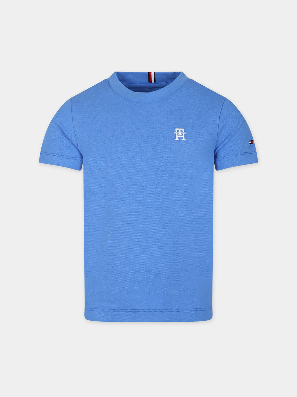 T-shirt bleu ciel pour garçon avec logo