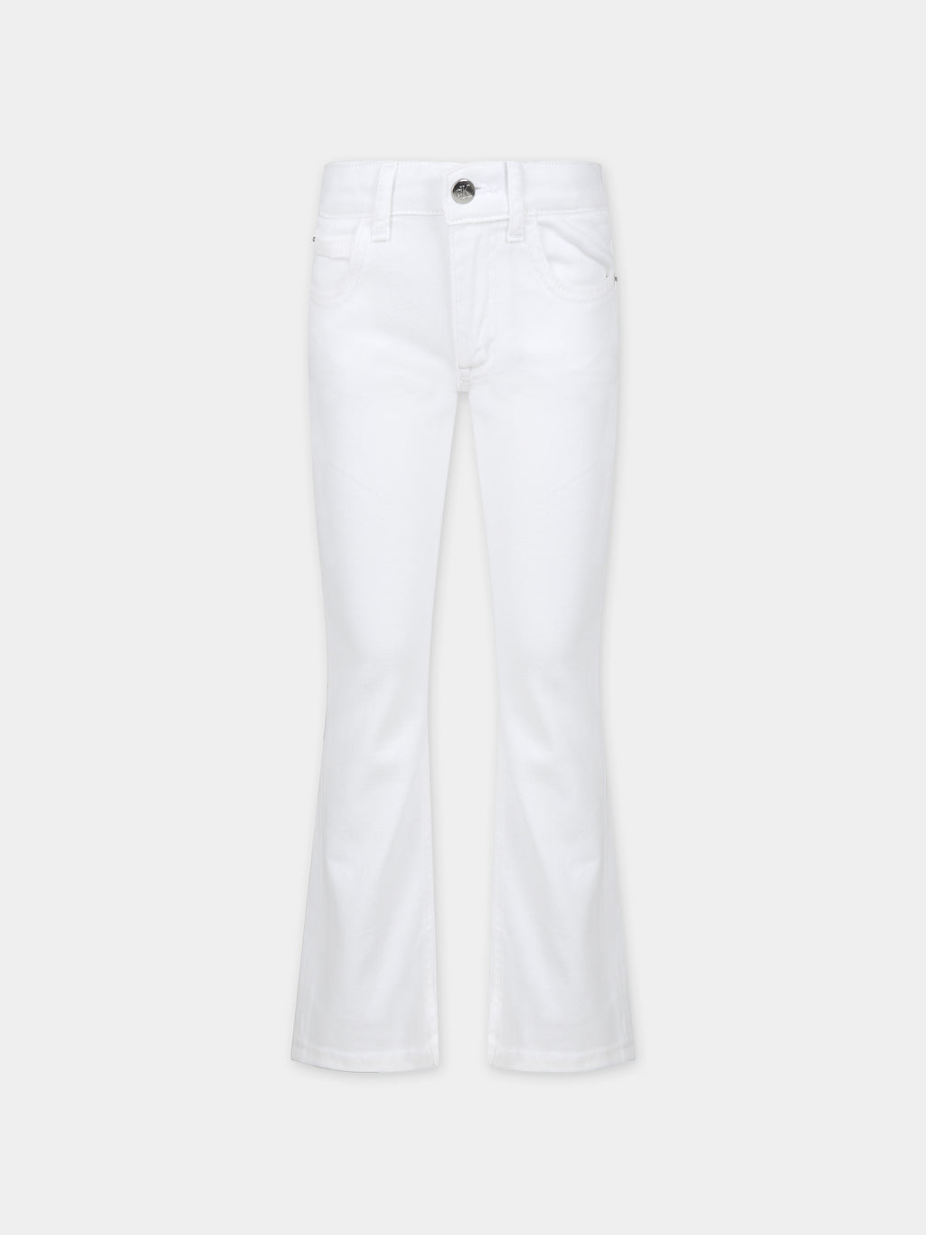 White jeans for girl with logo