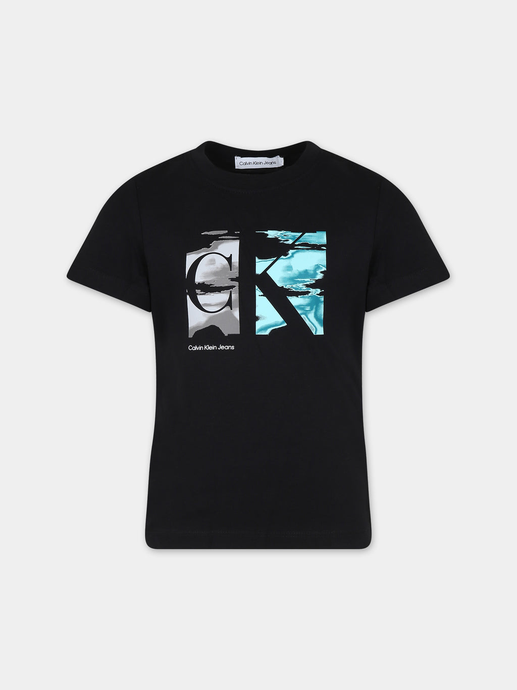 T-shirt noir pour enfants avec logo et imprimé