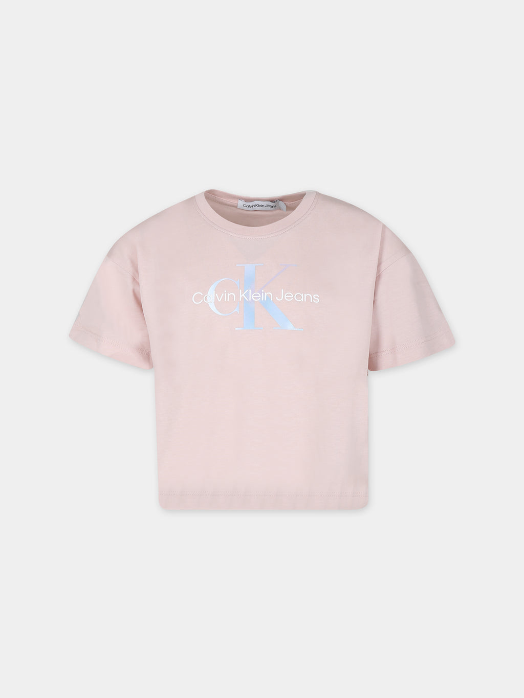 T-shirt rosa per bambina con logo