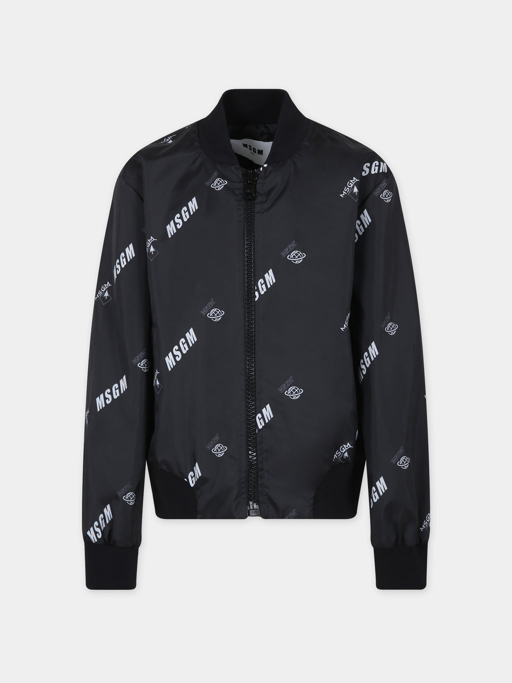 Black bomber jacket for boy with logo