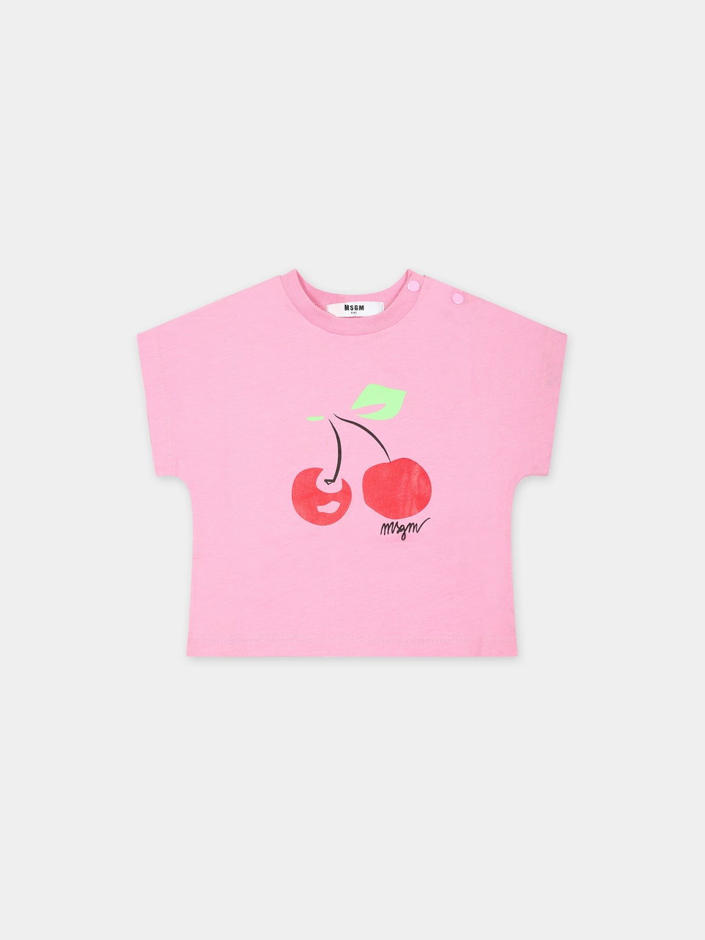 T-shirt rose pour bébé fille avec imprimé cerises