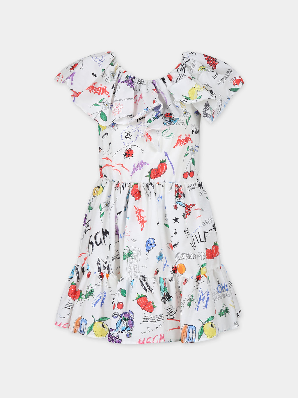 White dress for girl with comic print