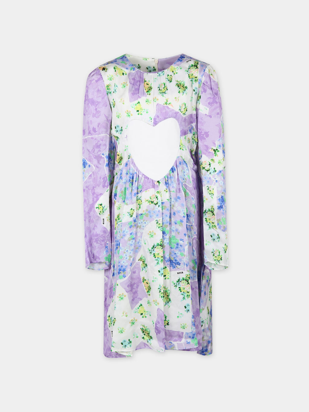 Lilac dress for girl with hearts