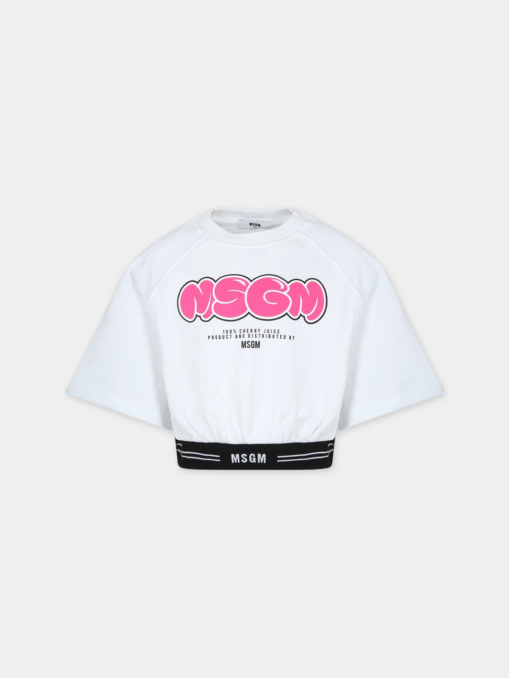 Sweat-shirt court blanc pour fille avec logo