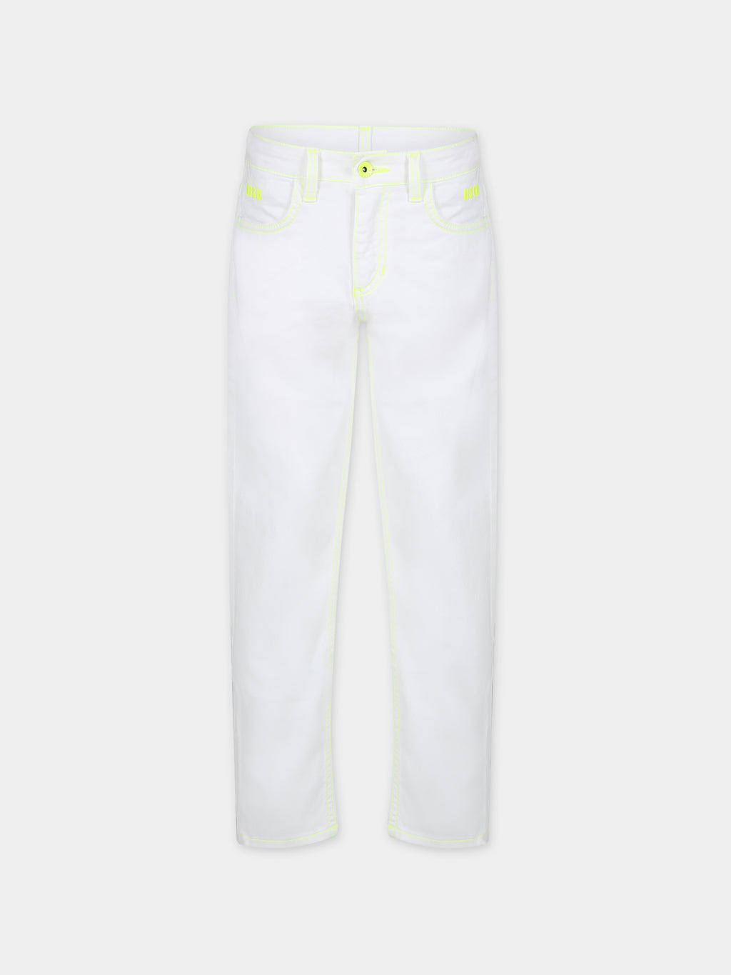 White jeans for boy with logo