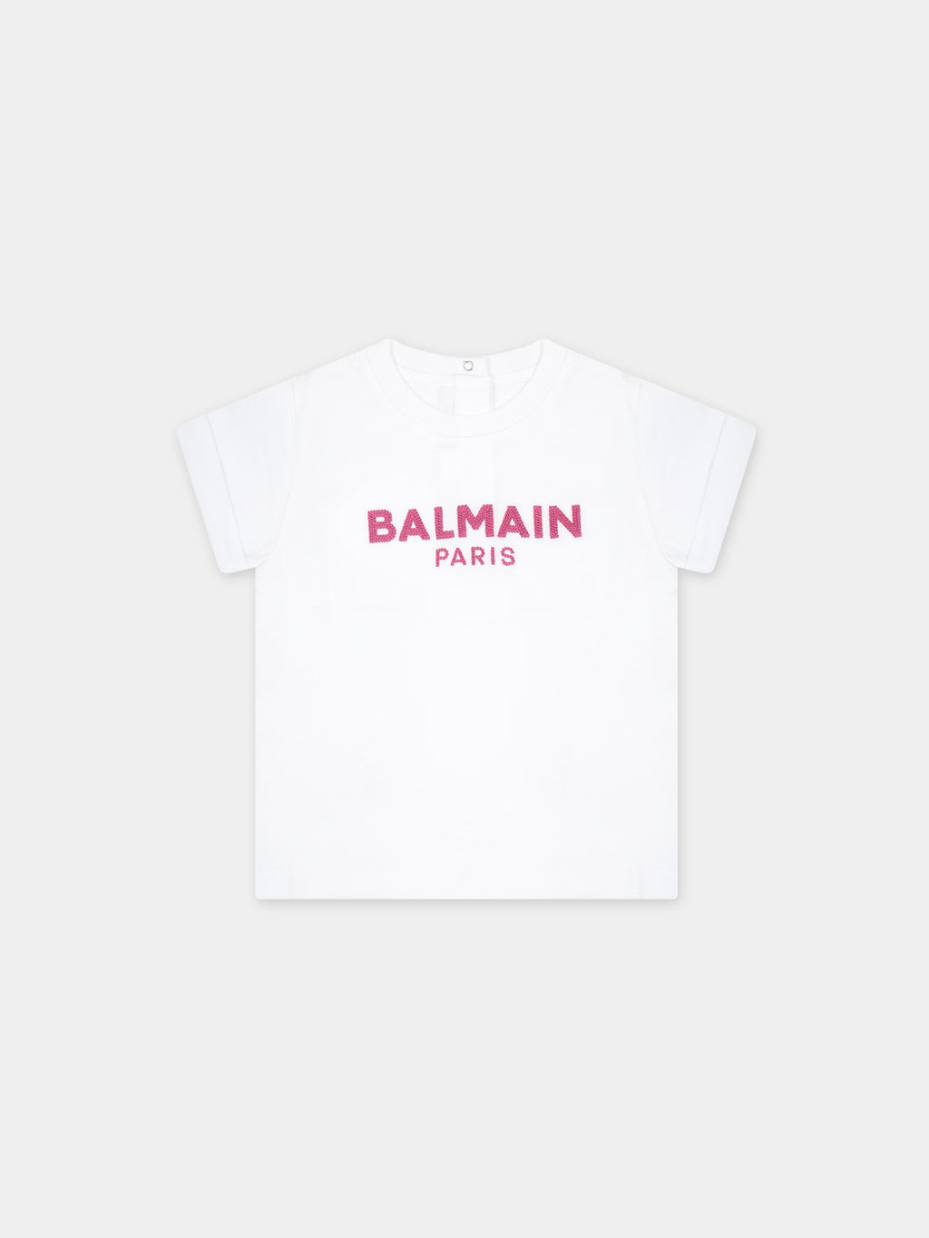 White t-shirt for baby girl with logo