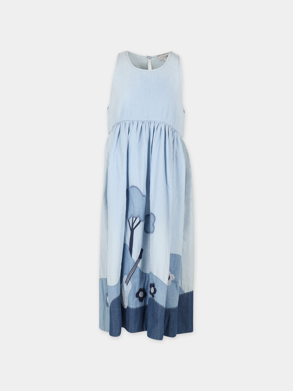 Light blue dress for girl with flowers