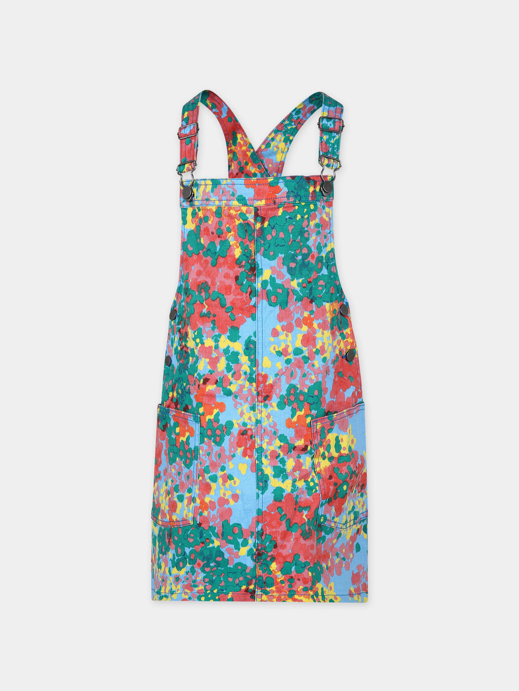 Multicolor dungarees for girl with print