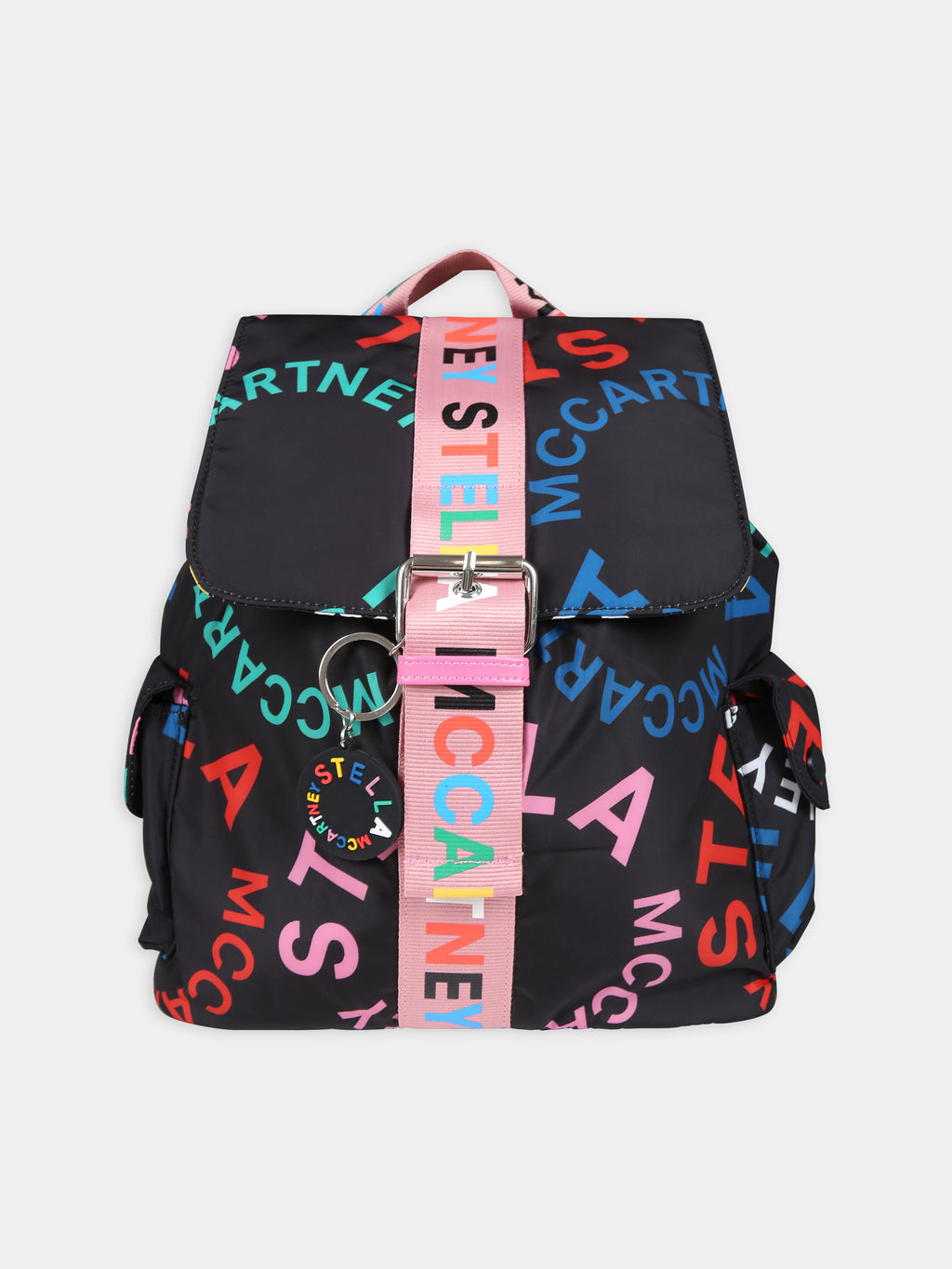 Black backpack for girl with logo