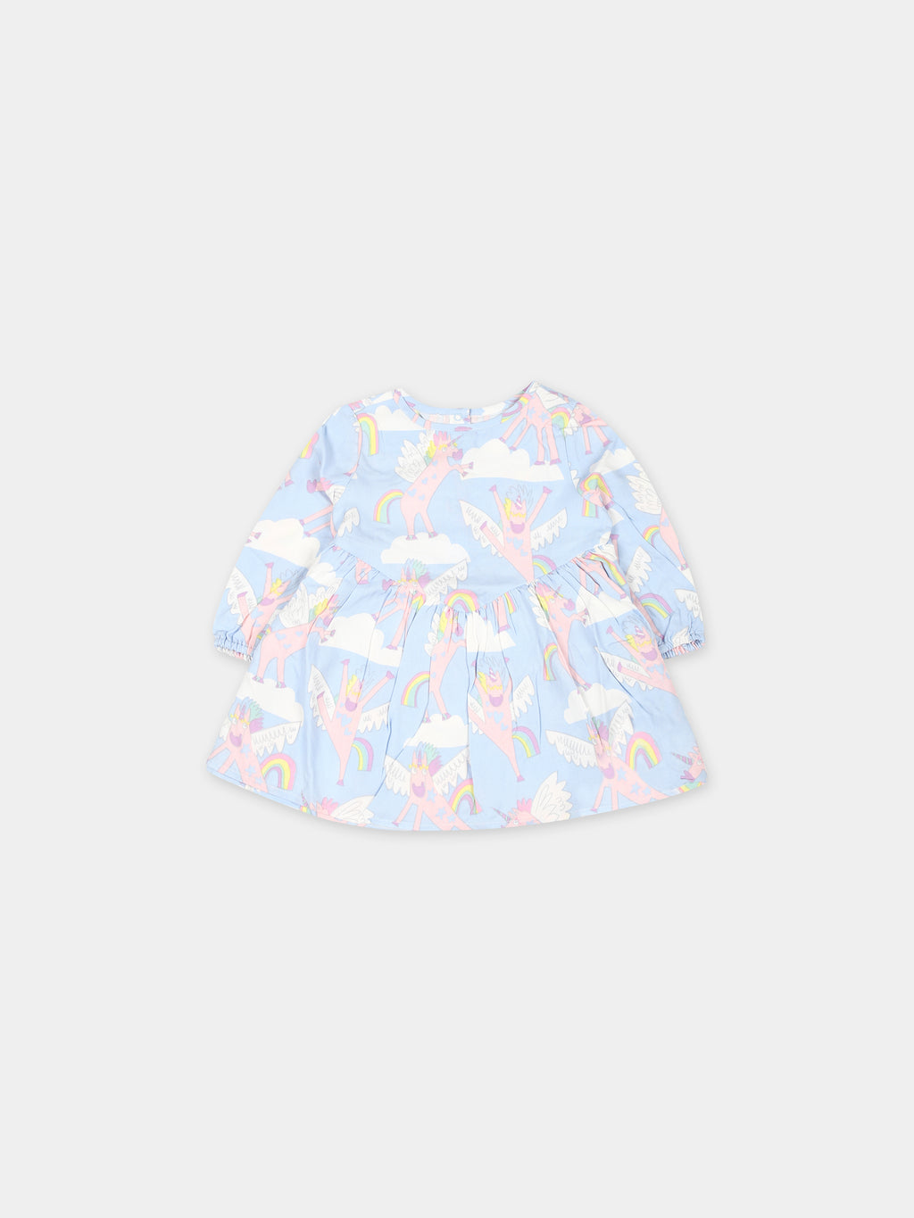 Light blue dress for baby girl with unicorn