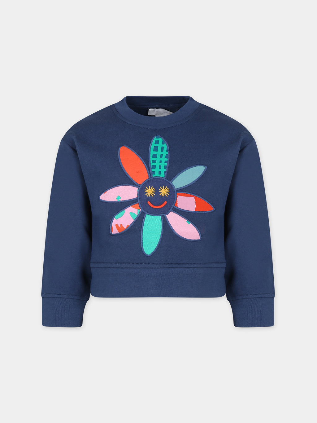 Blue sweatshirt for girl with flower