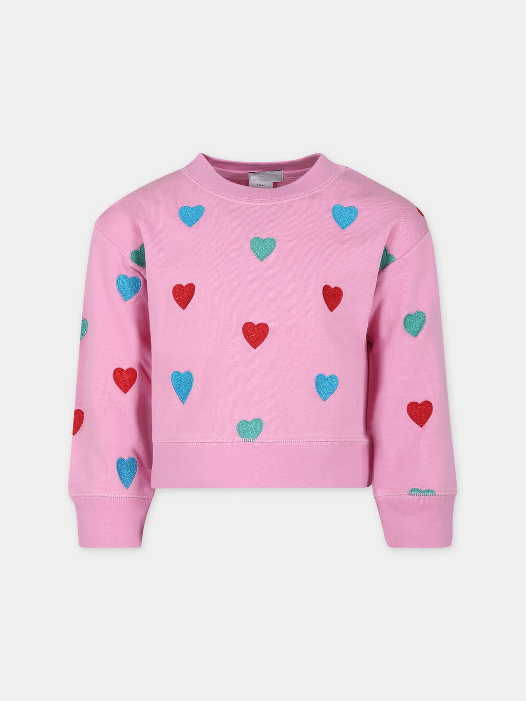 Pink sweatshirt for girl with hearts