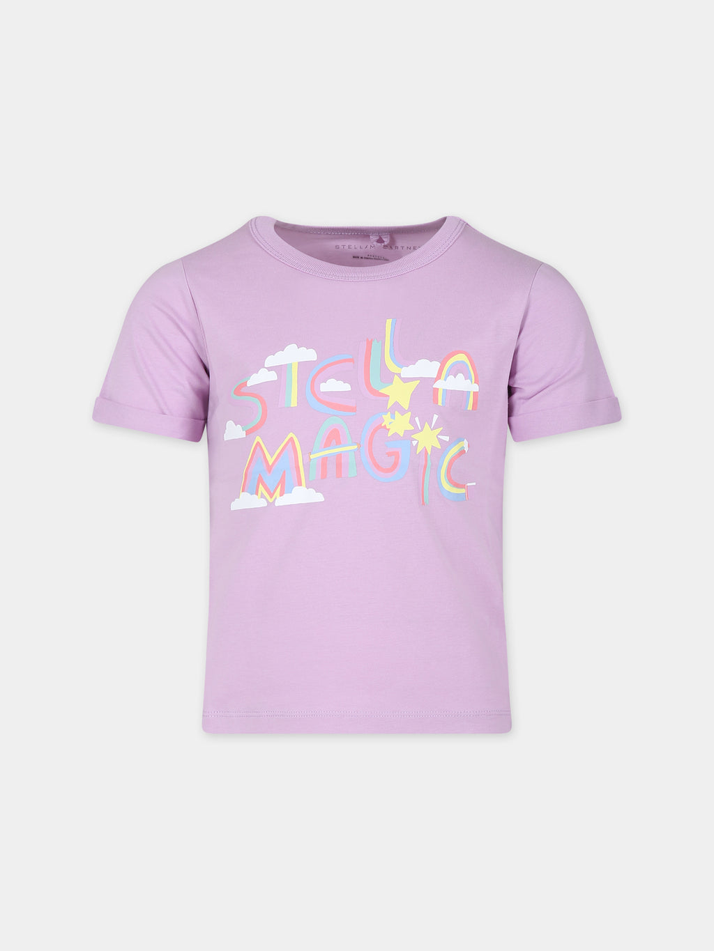 T-shirt violet pour fille avec logo arc-en-ciel