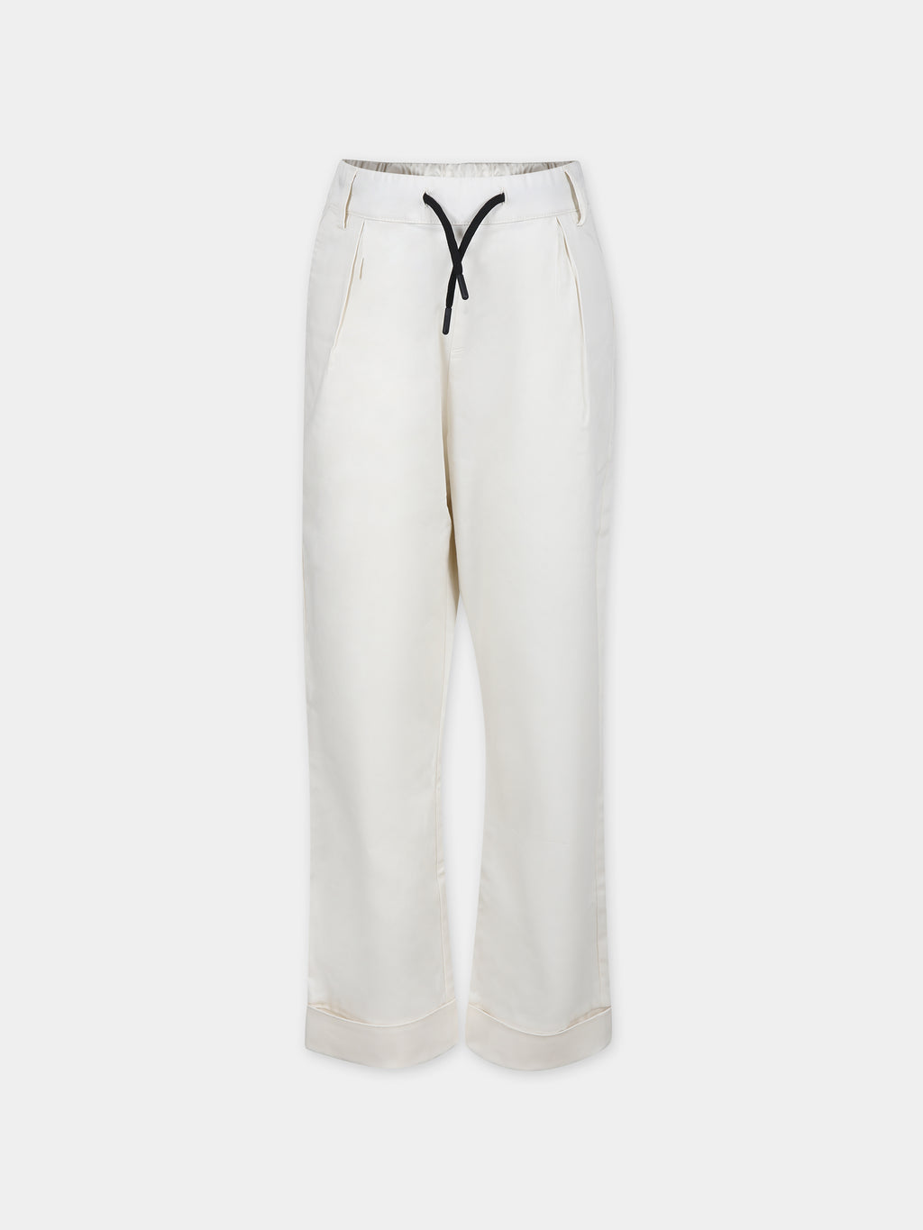 Ivory trousers for boy with logo