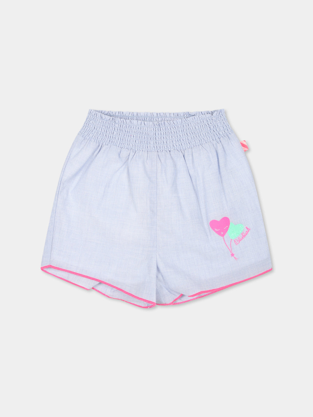 Light blue shorts for baby girl with hearts