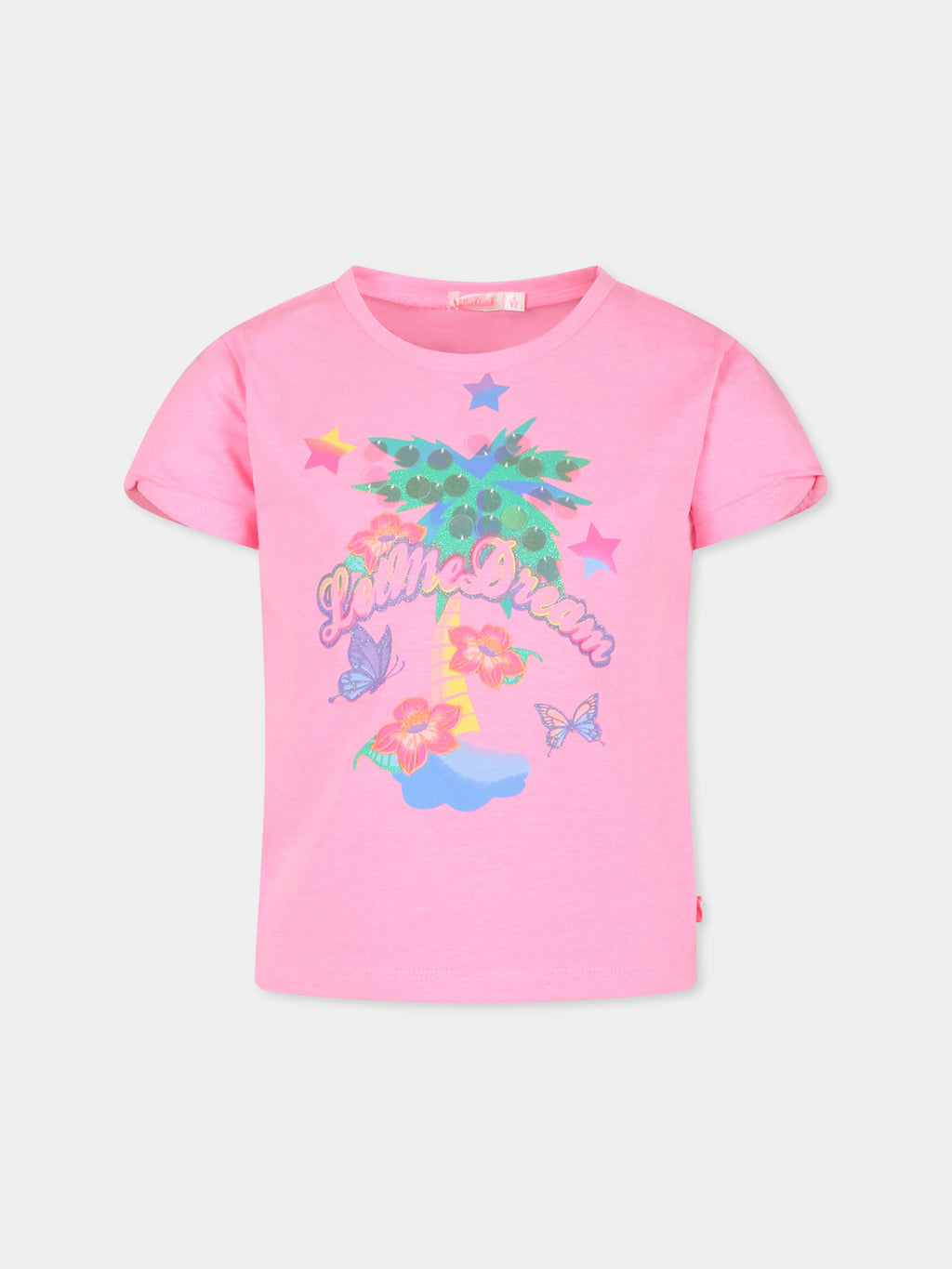 Pink t-shir for girl with sequins