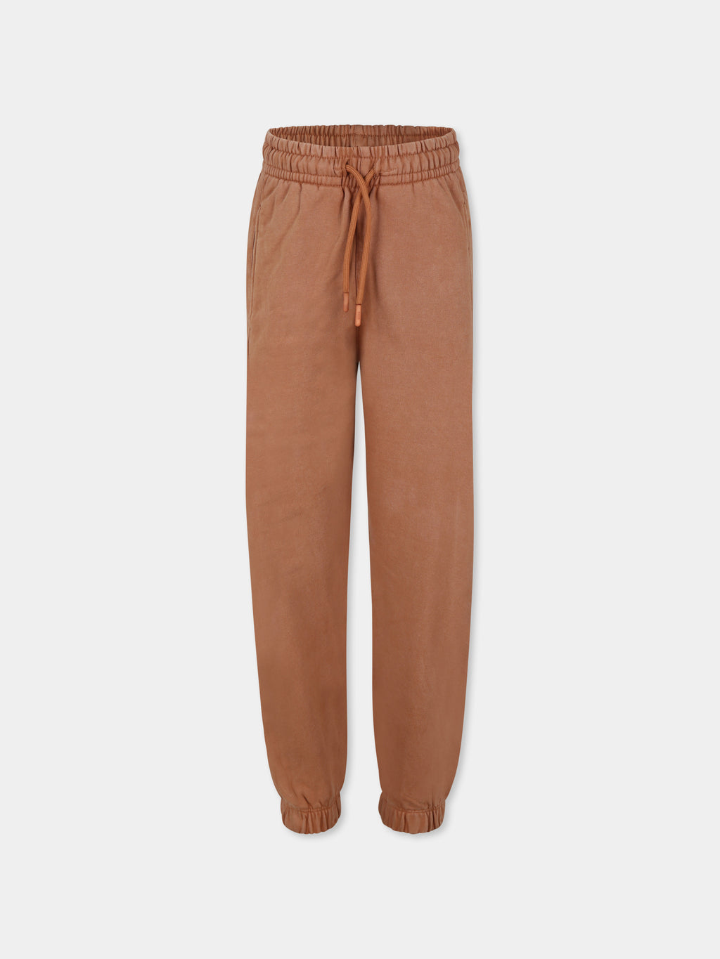 Beige trousers for kids with logo
