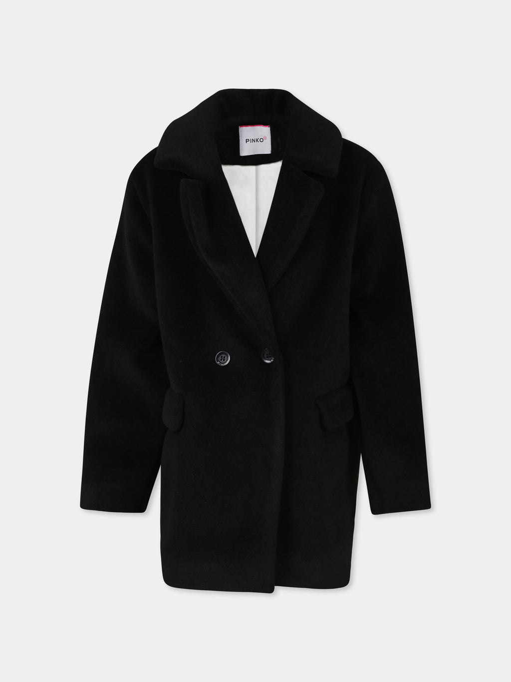 Black coat for girl with logo