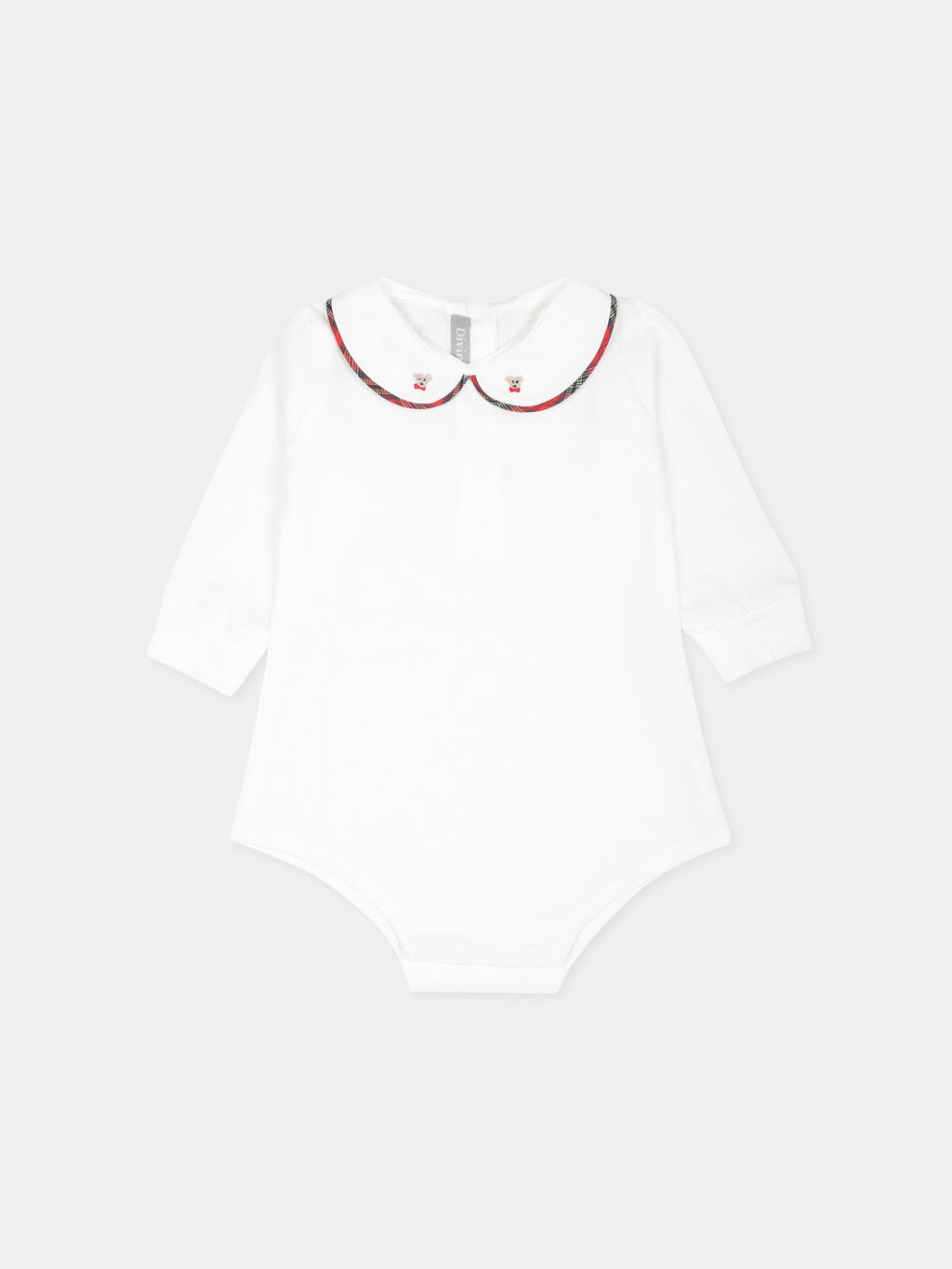 White bodysuit with embroideried bears fro baby boy