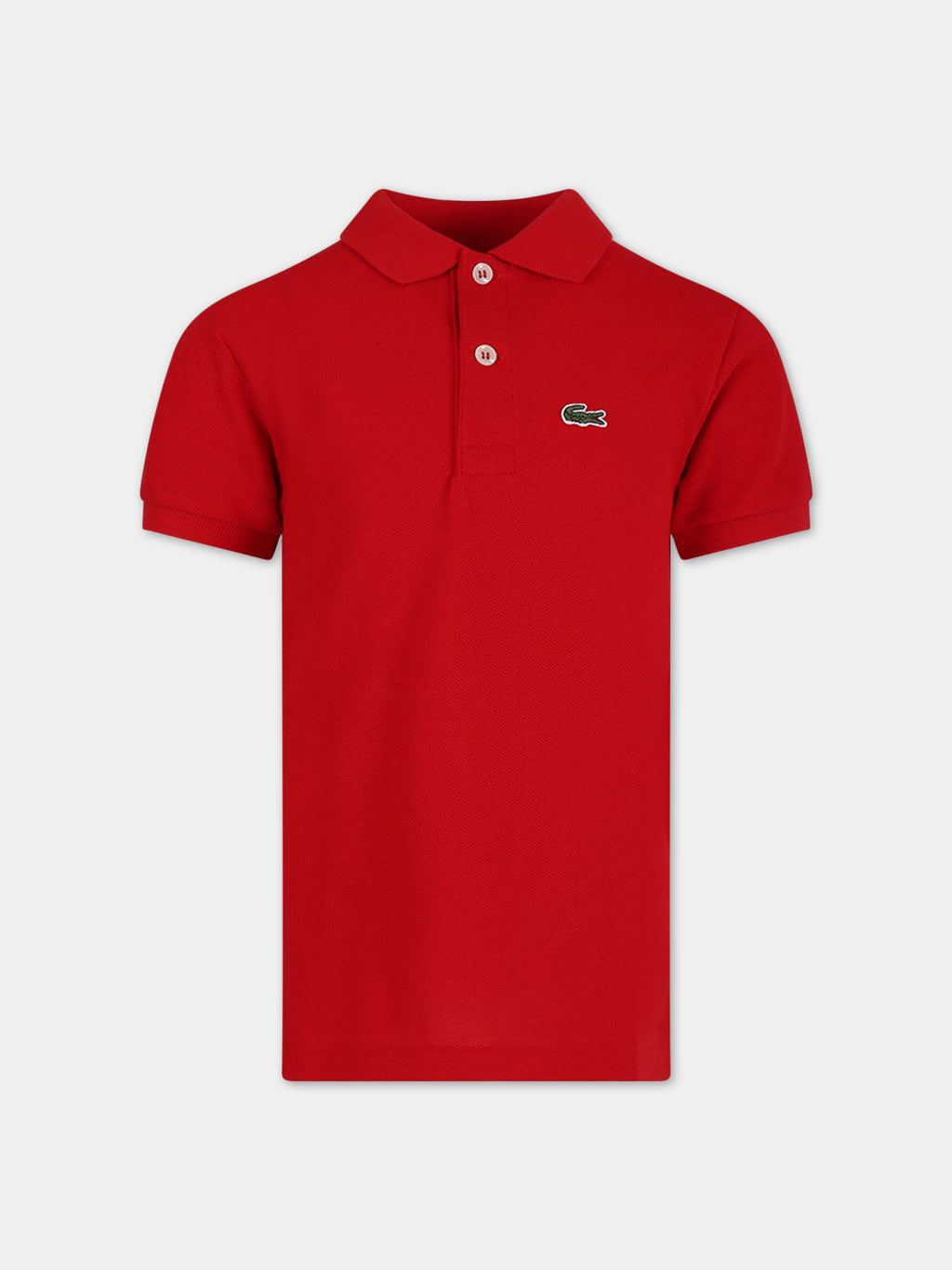 Polo rouge pour garçon avec crocodile vert