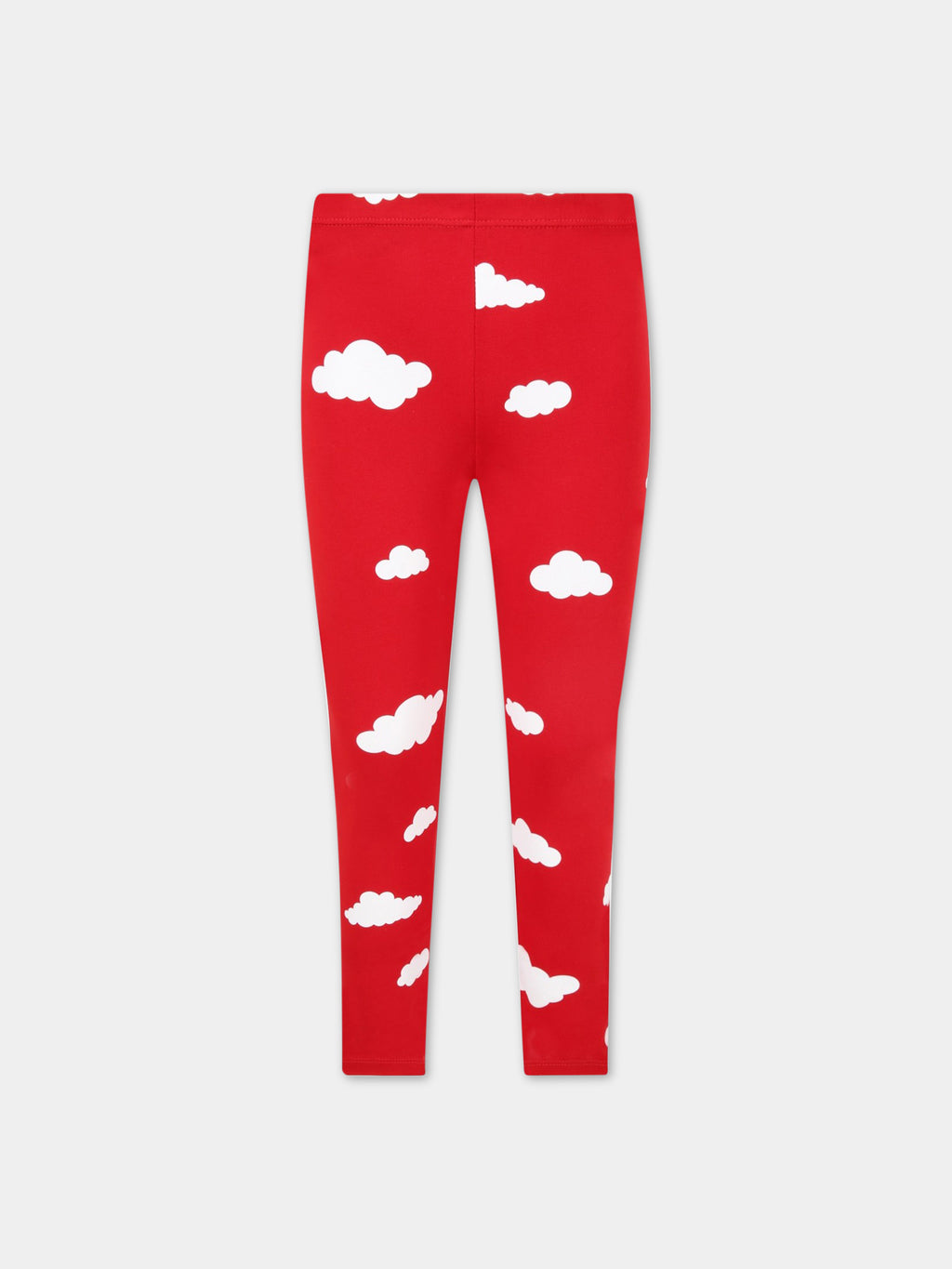 Red leggings for kids with clouds