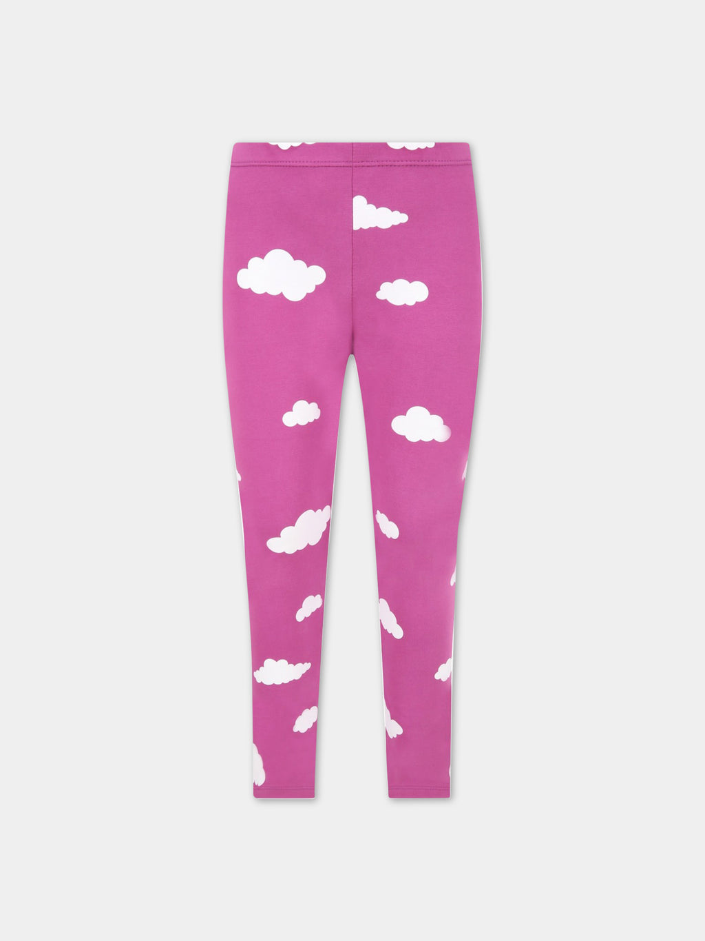 Purple leggings for kids with clouds