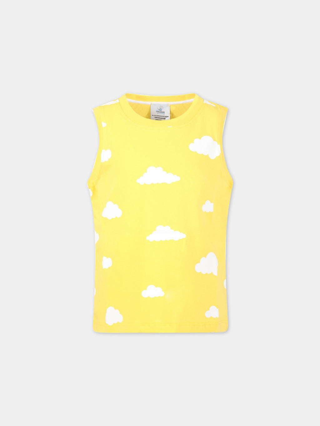 Canotta gialla per bambini con nuvole