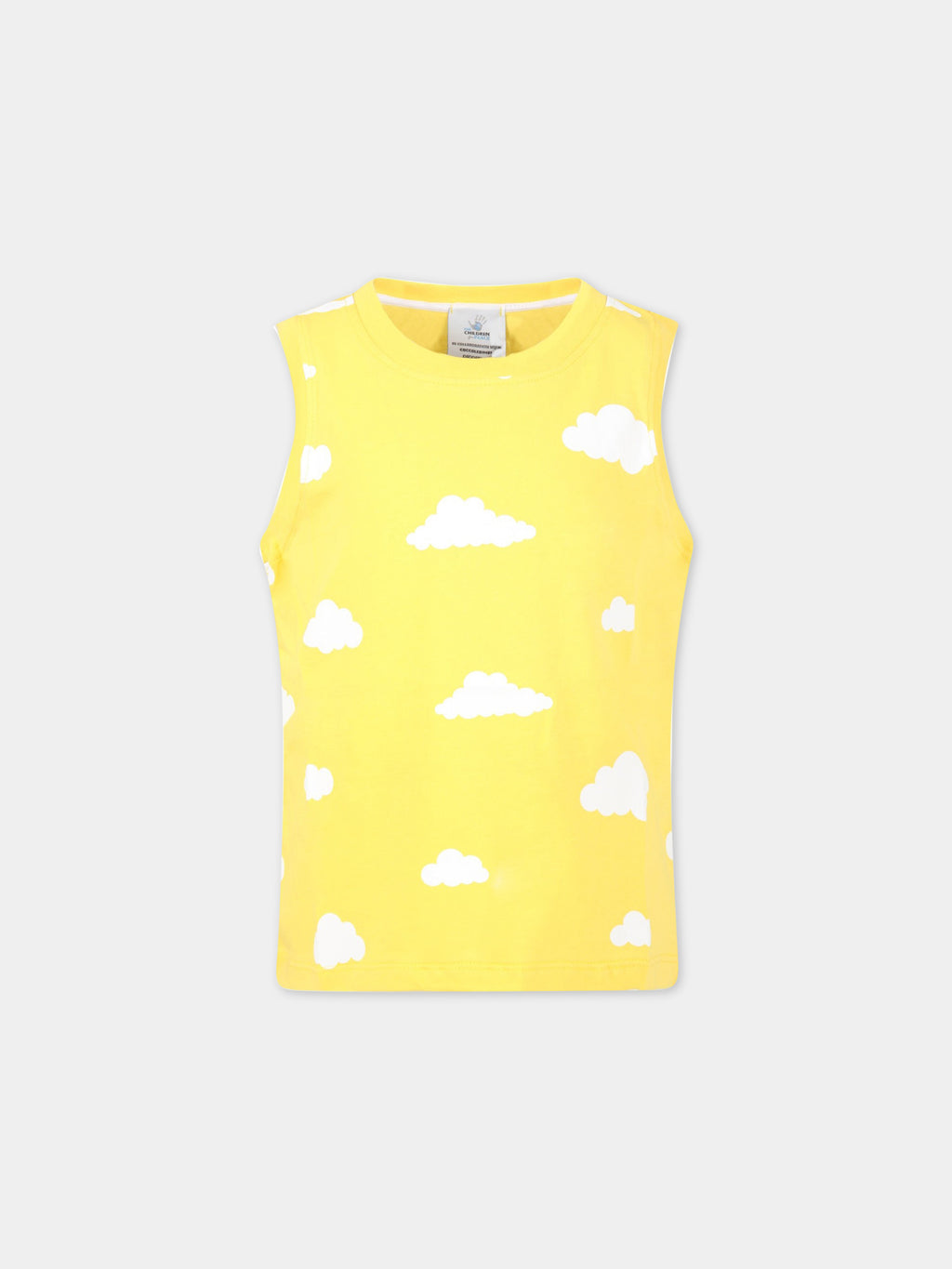 Yellow tank top for kids with clouds