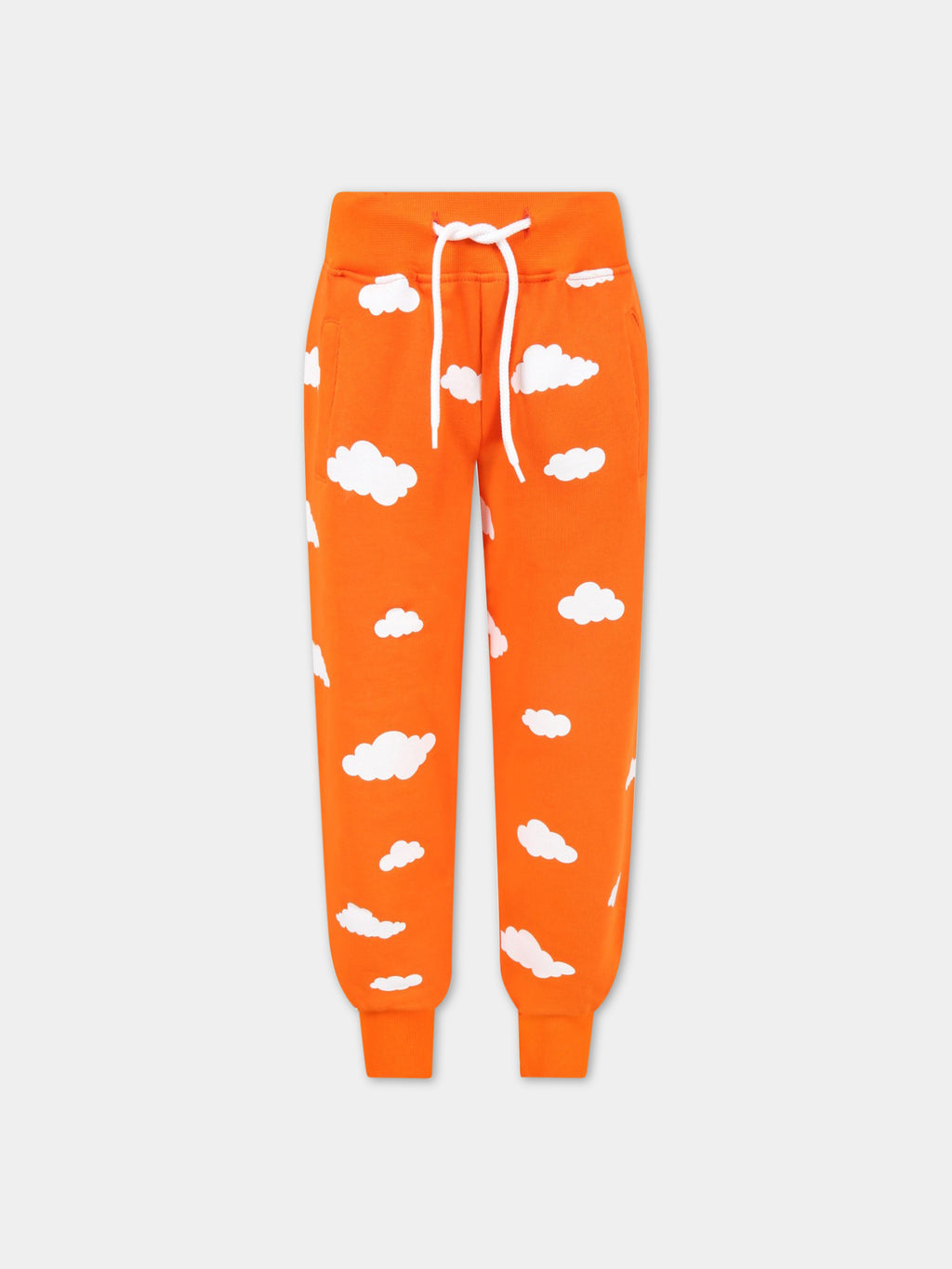 Pantalon orange pour enfants avec nuages