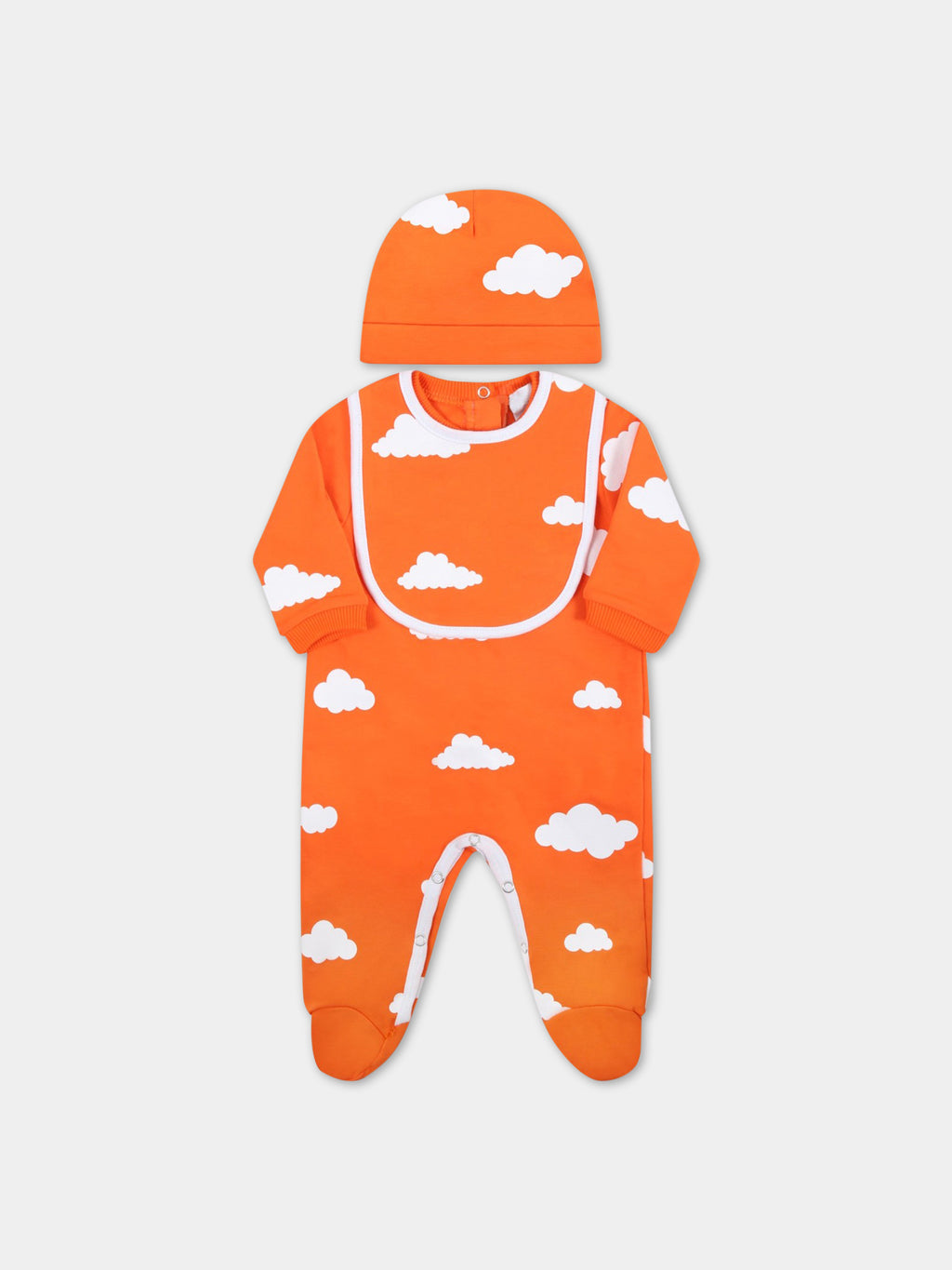 Orange suit for babykids with clouds