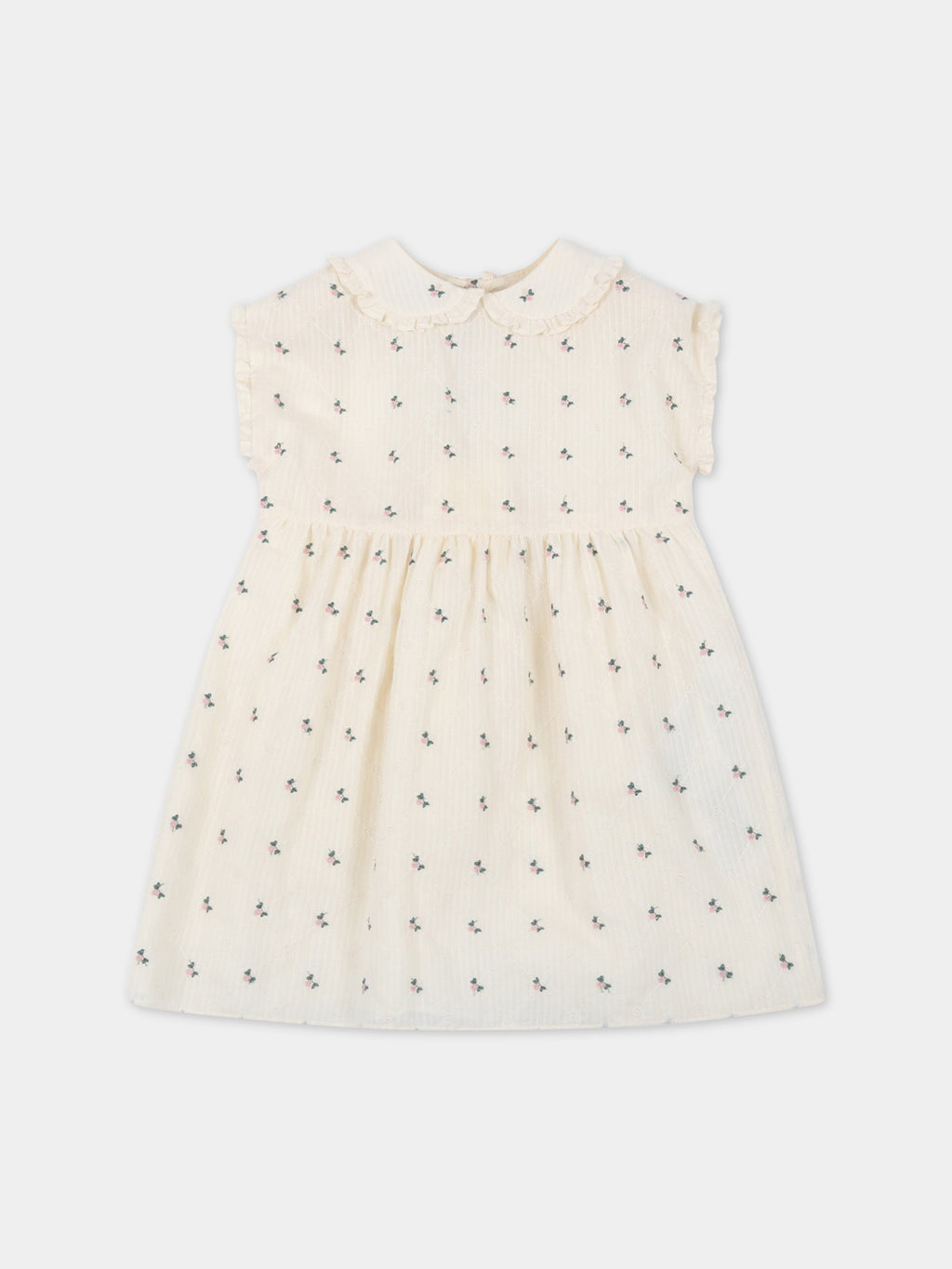 Ivory dress for baby girl with flowers