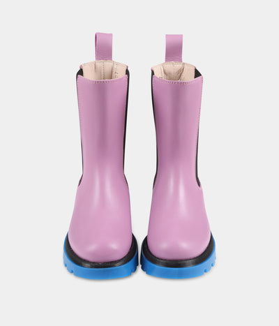 Purple boots for girl with light blue sole Simonetta | CoccoleBimbi