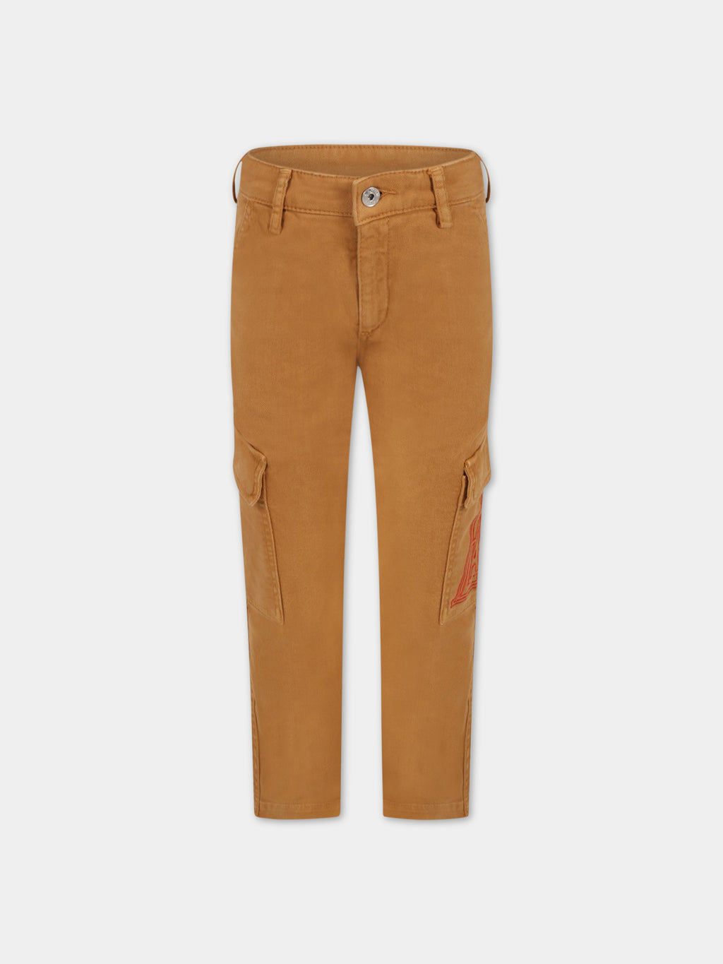 Brown cargo-pants for boy with logo