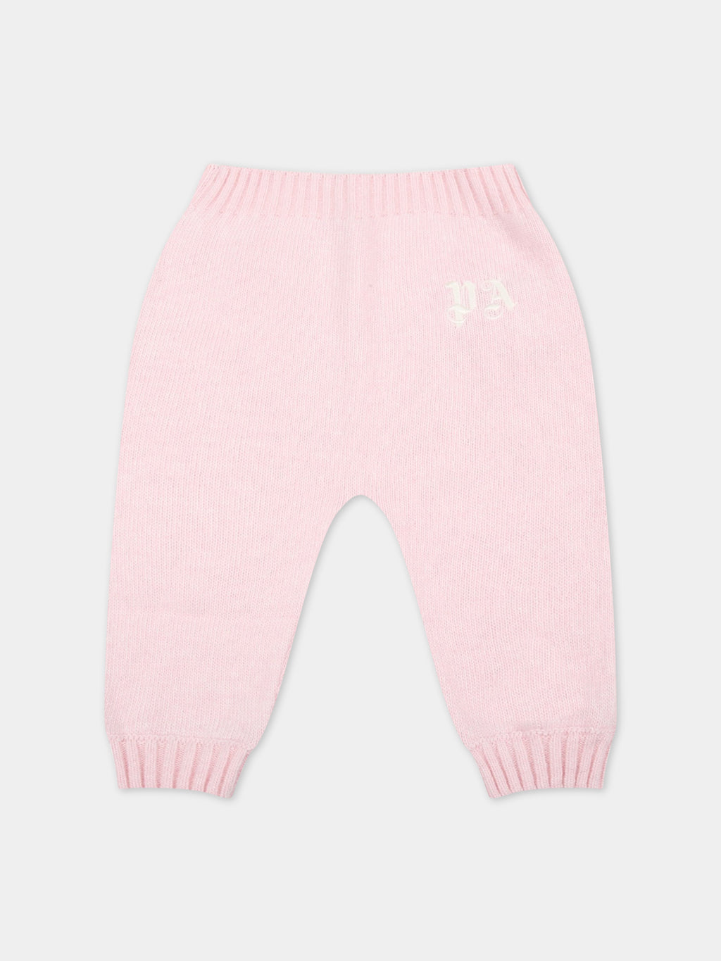 Pink trousers for baby girl with white logo