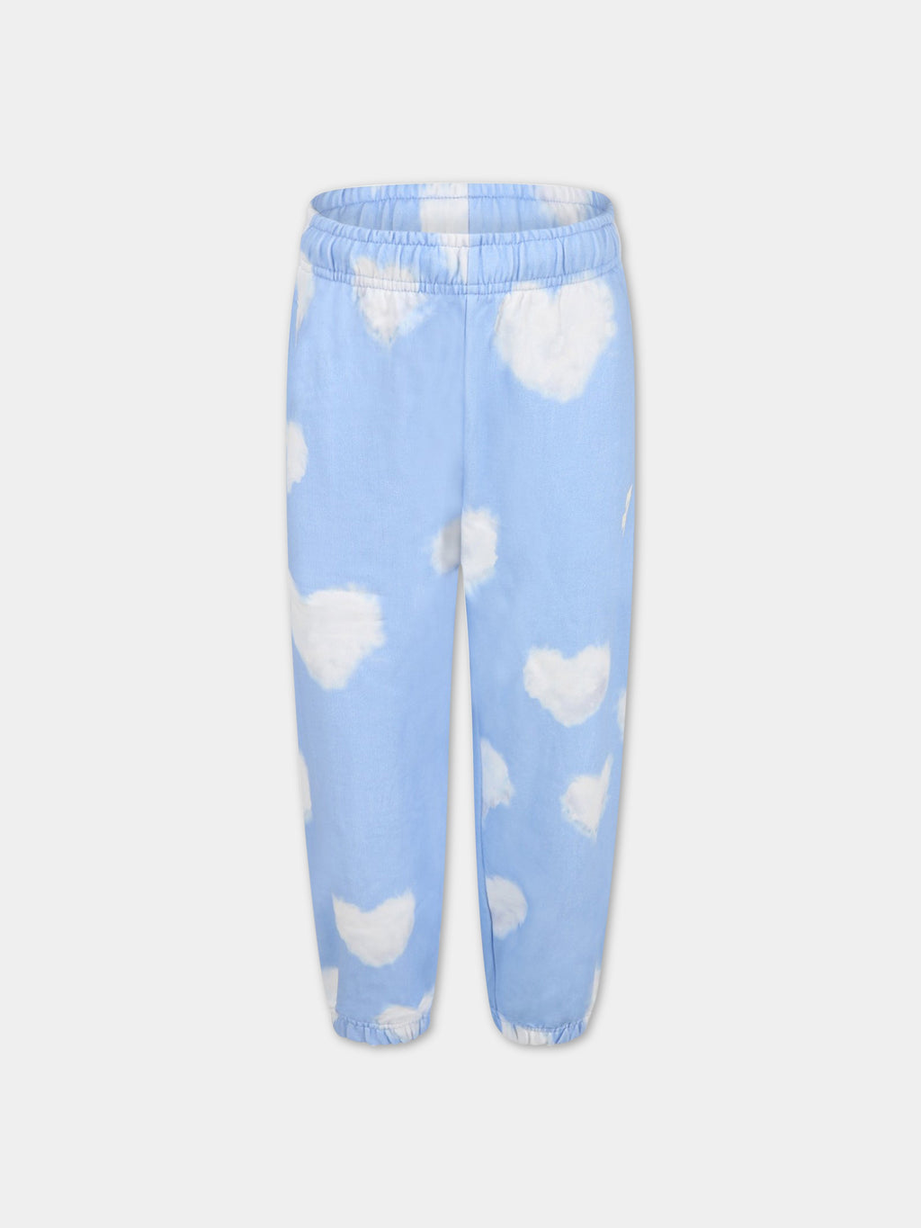 Light-blue sweatpants for kids with iconic white clouds