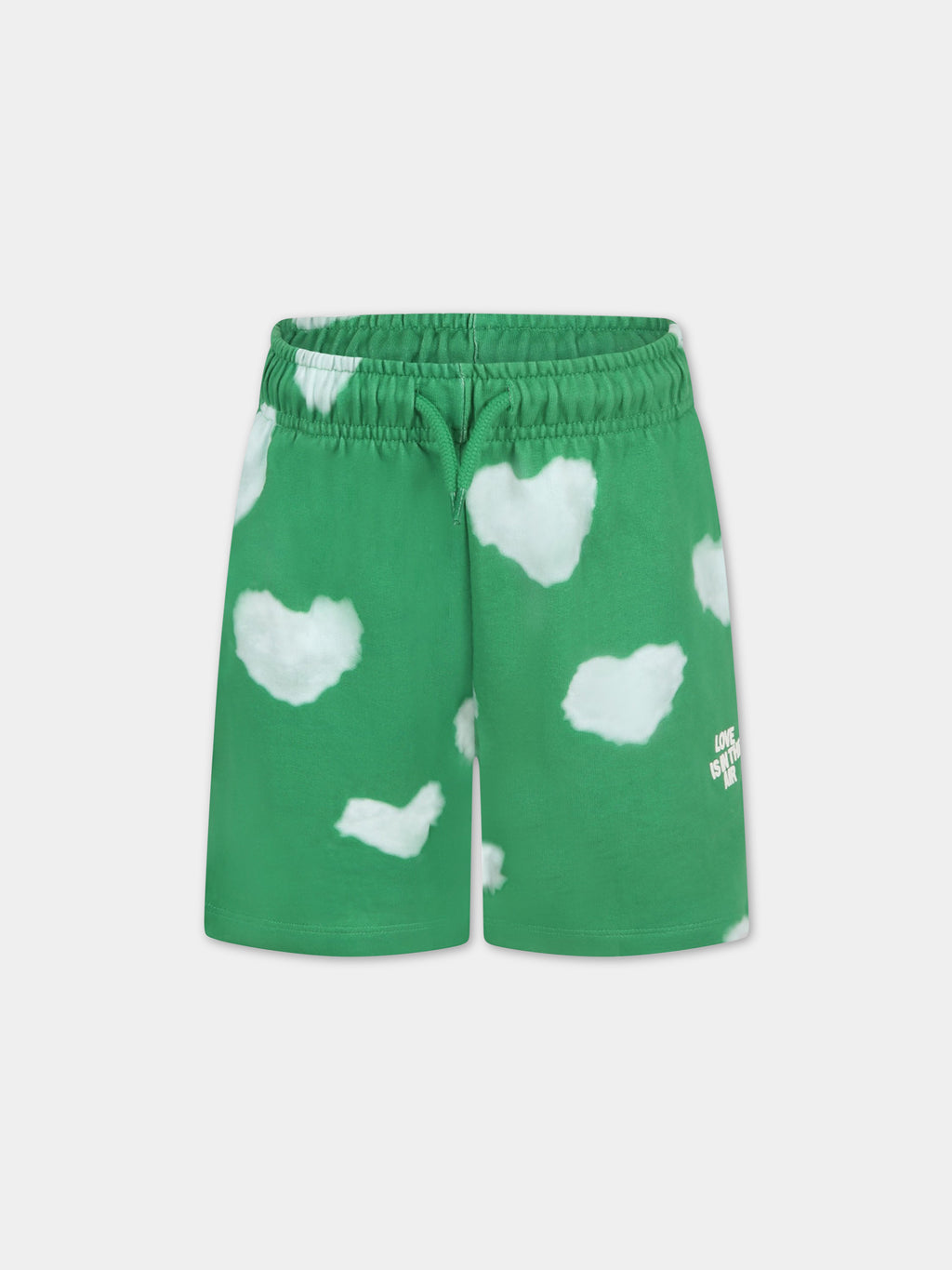 Shorts verdi per bambini con iconiche nuvole bianche