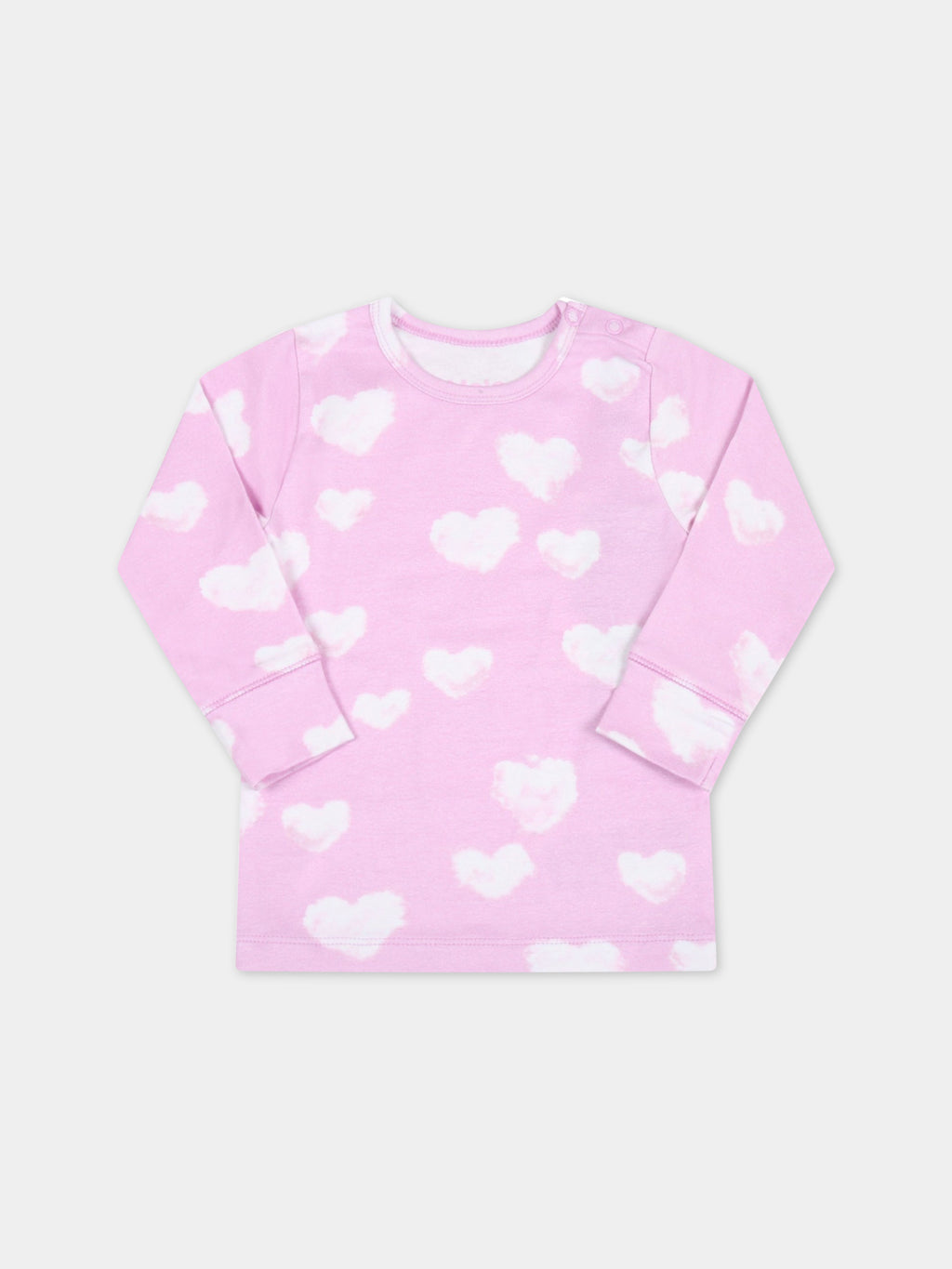 T-shirt rose pour bébé enfants avec nuages blancs