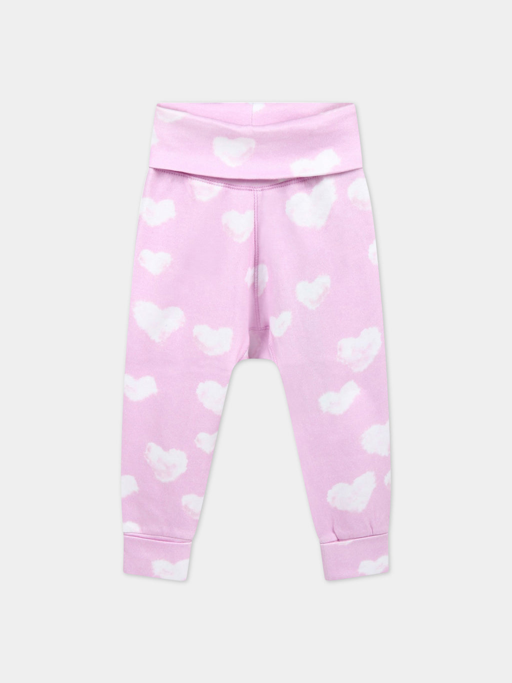 Pink sweatpants for babykids with iconic white clouds