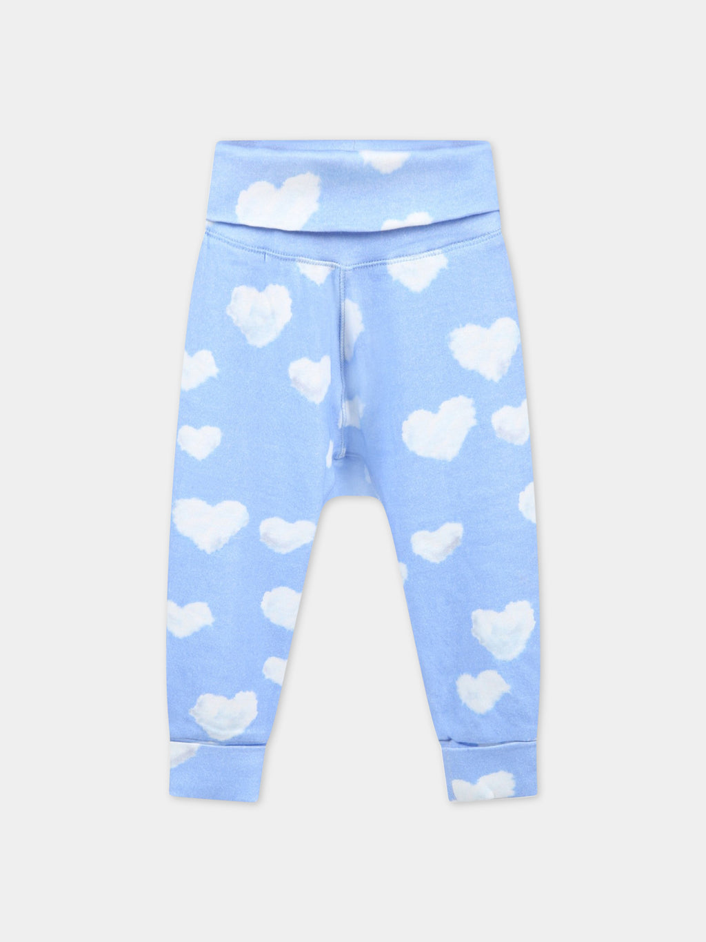 Light-blue sweatpants for babykids with iconic white clouds