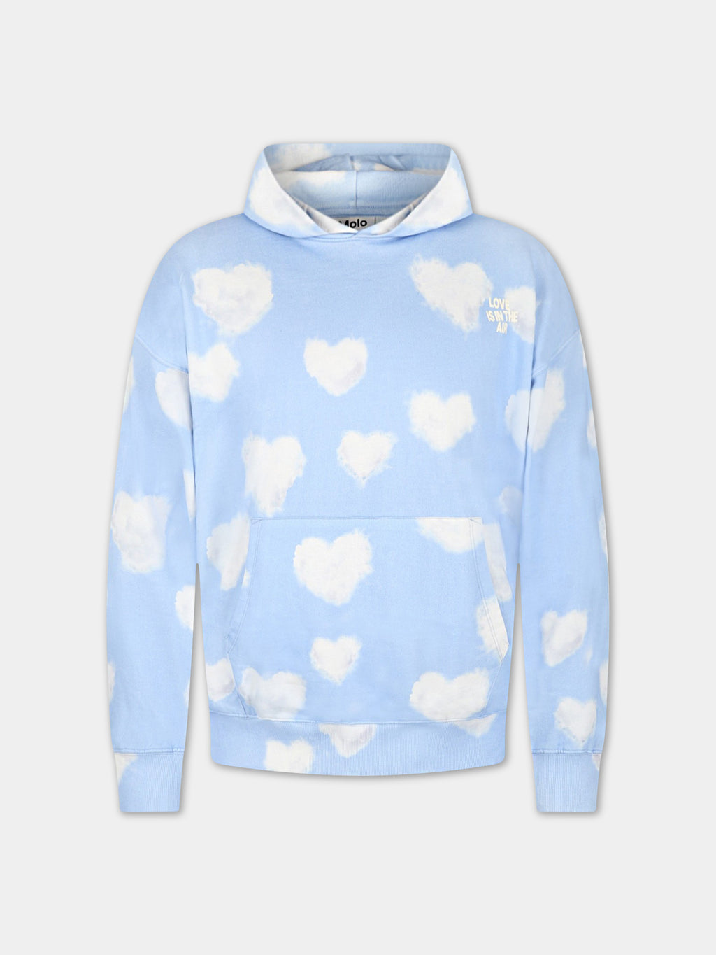 Light-blue sweatshirt for adults with iconic white clouds