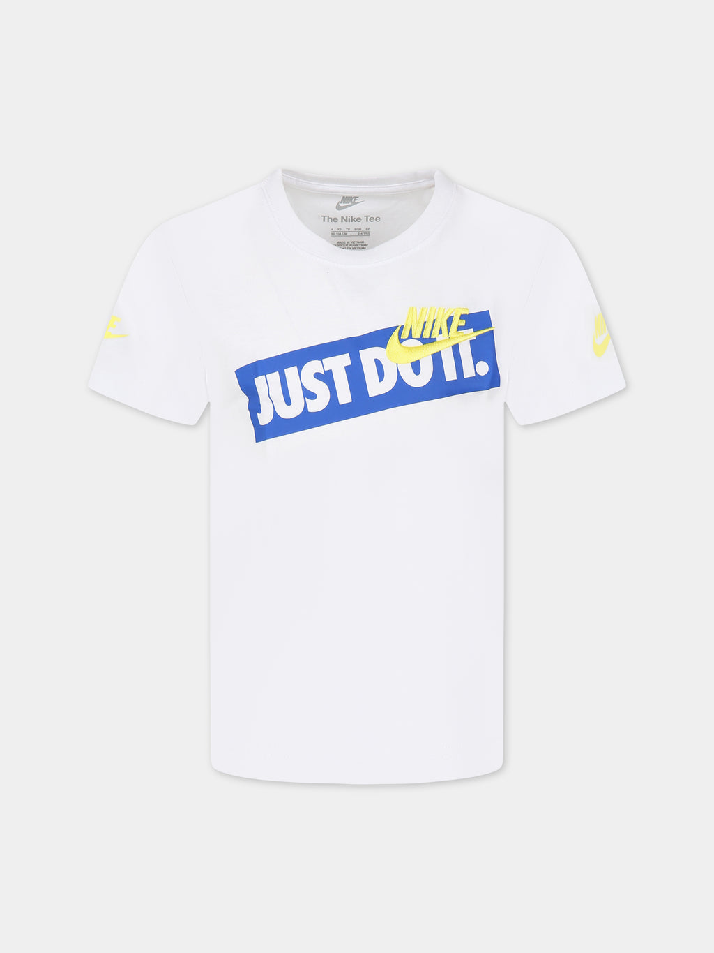 White t-shirt for boy with logo and  Just do it  writing