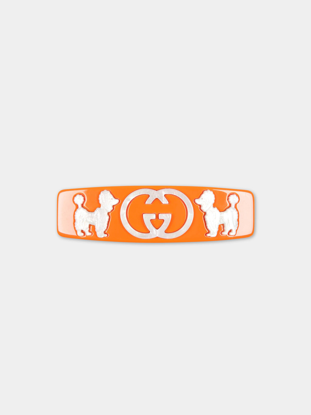 Orange hair-clip for girl with logo