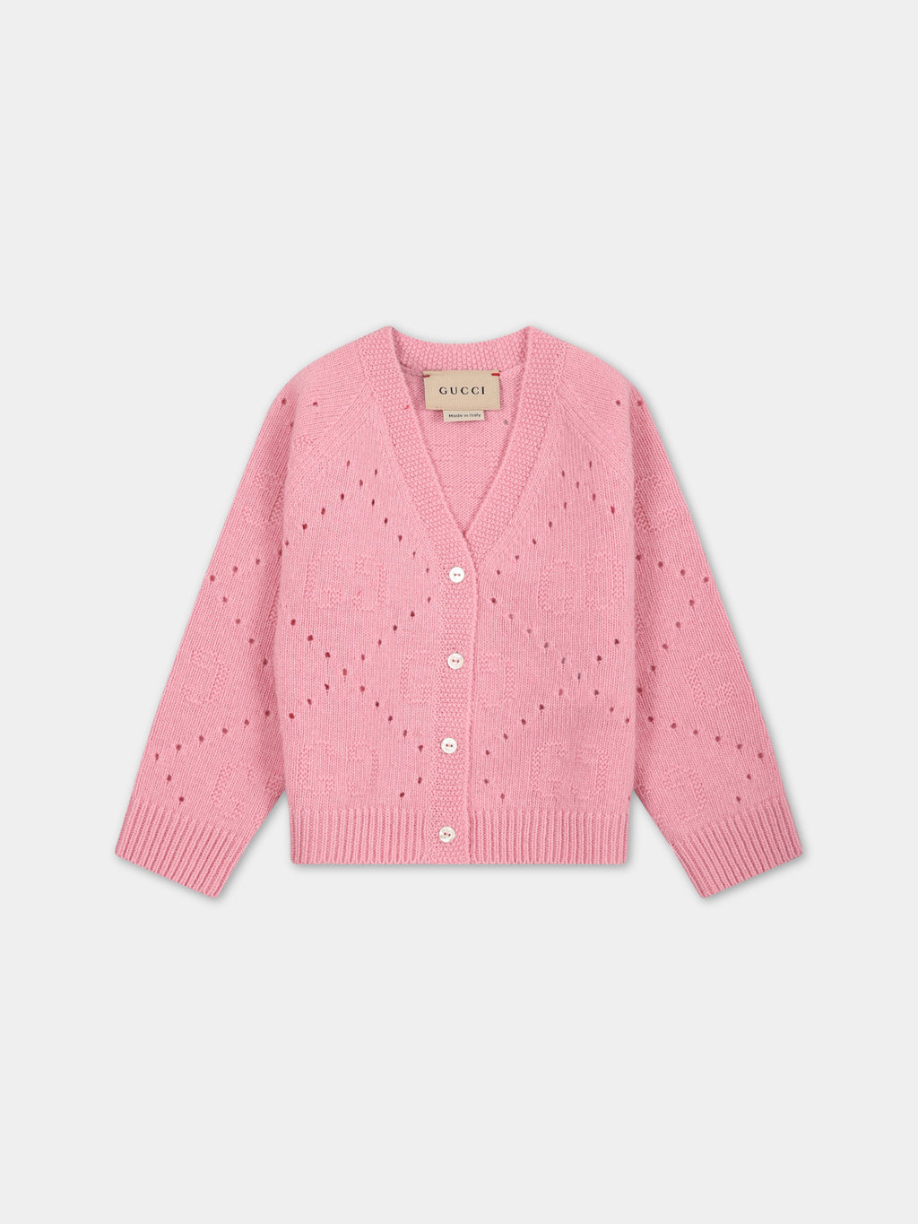 Pink cardigan for baby girl with GG