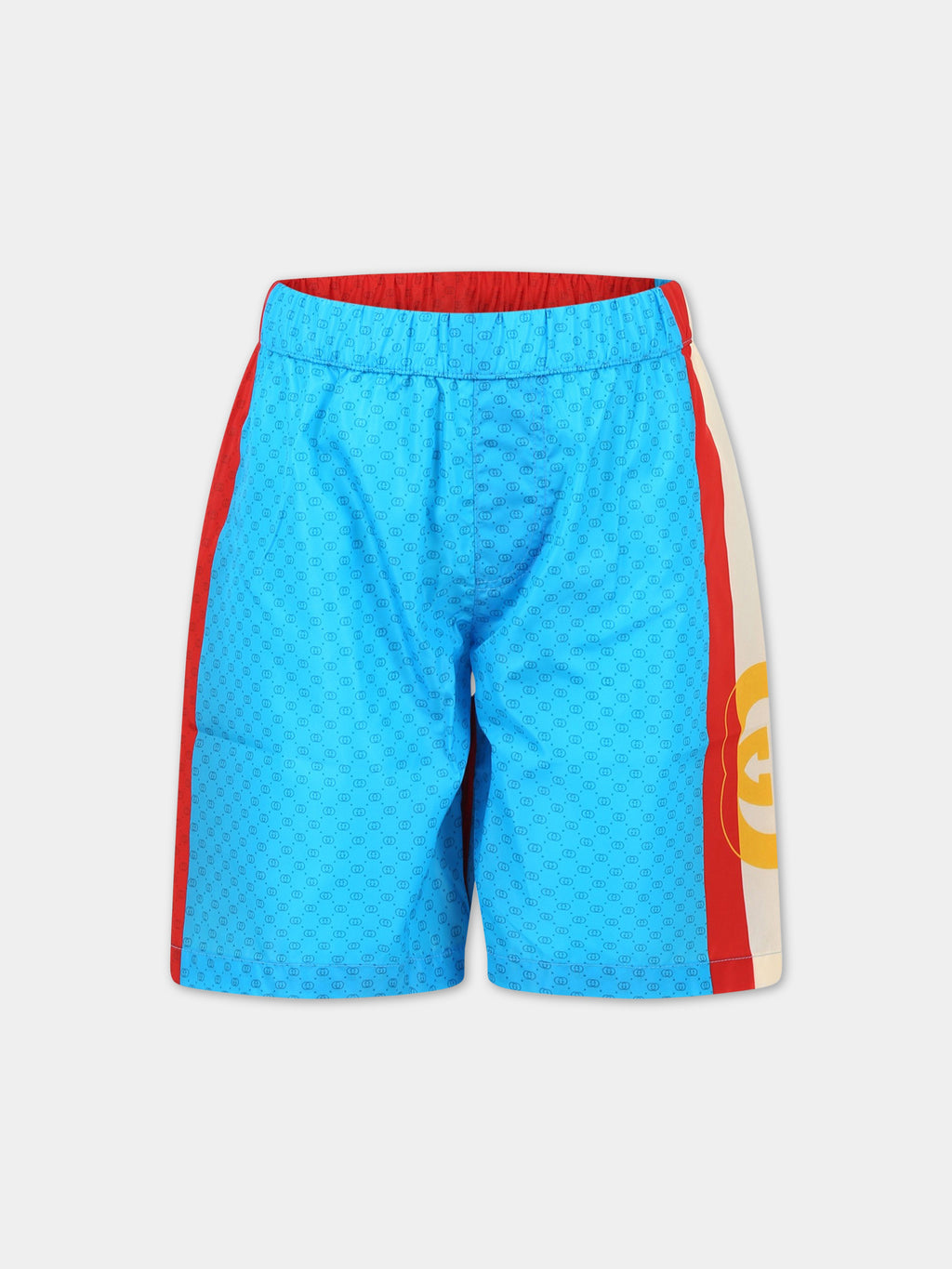 Multicolor beach shorts for boy with all-over logo GG