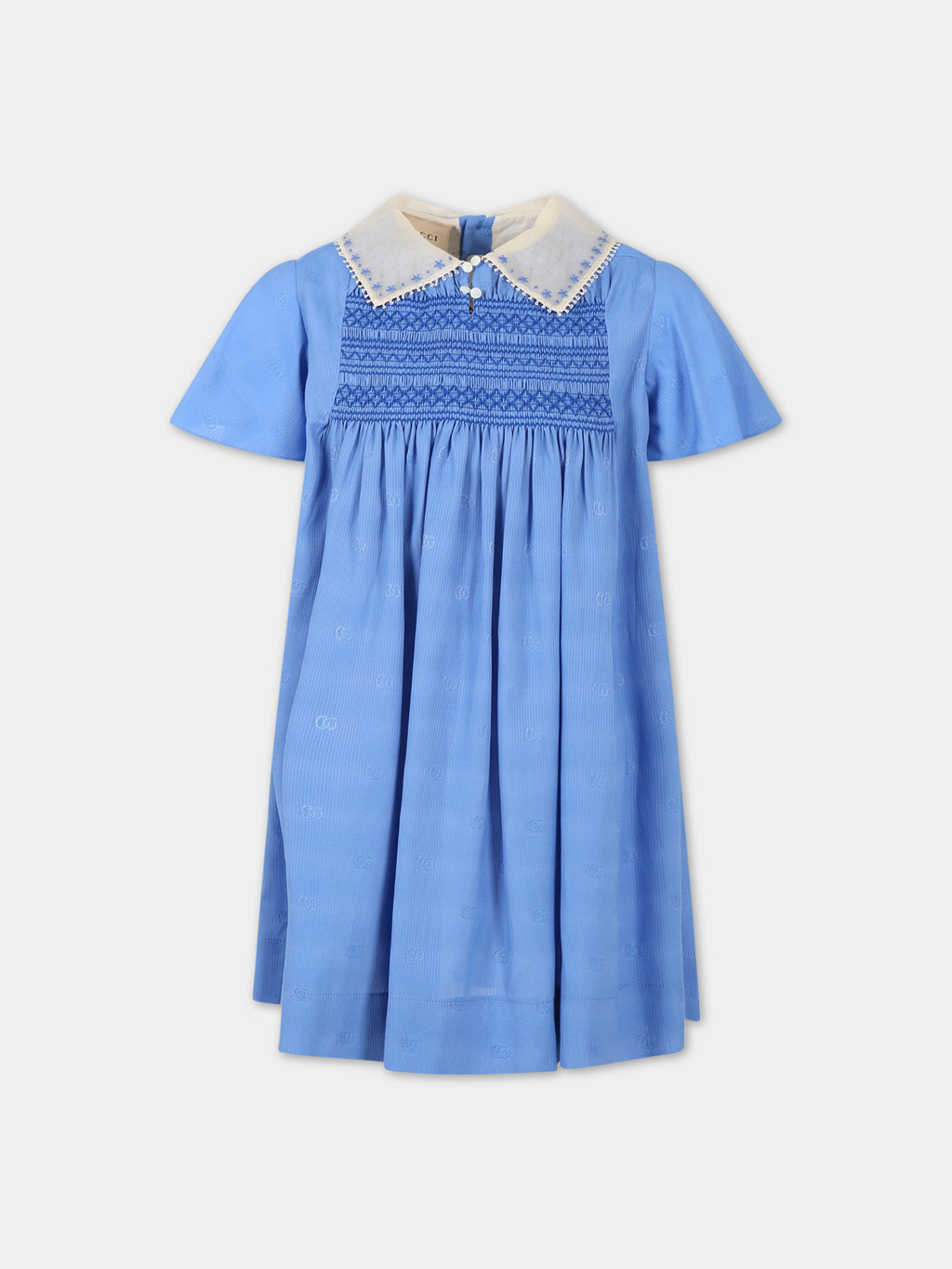 Light-blue dress for girl with GG