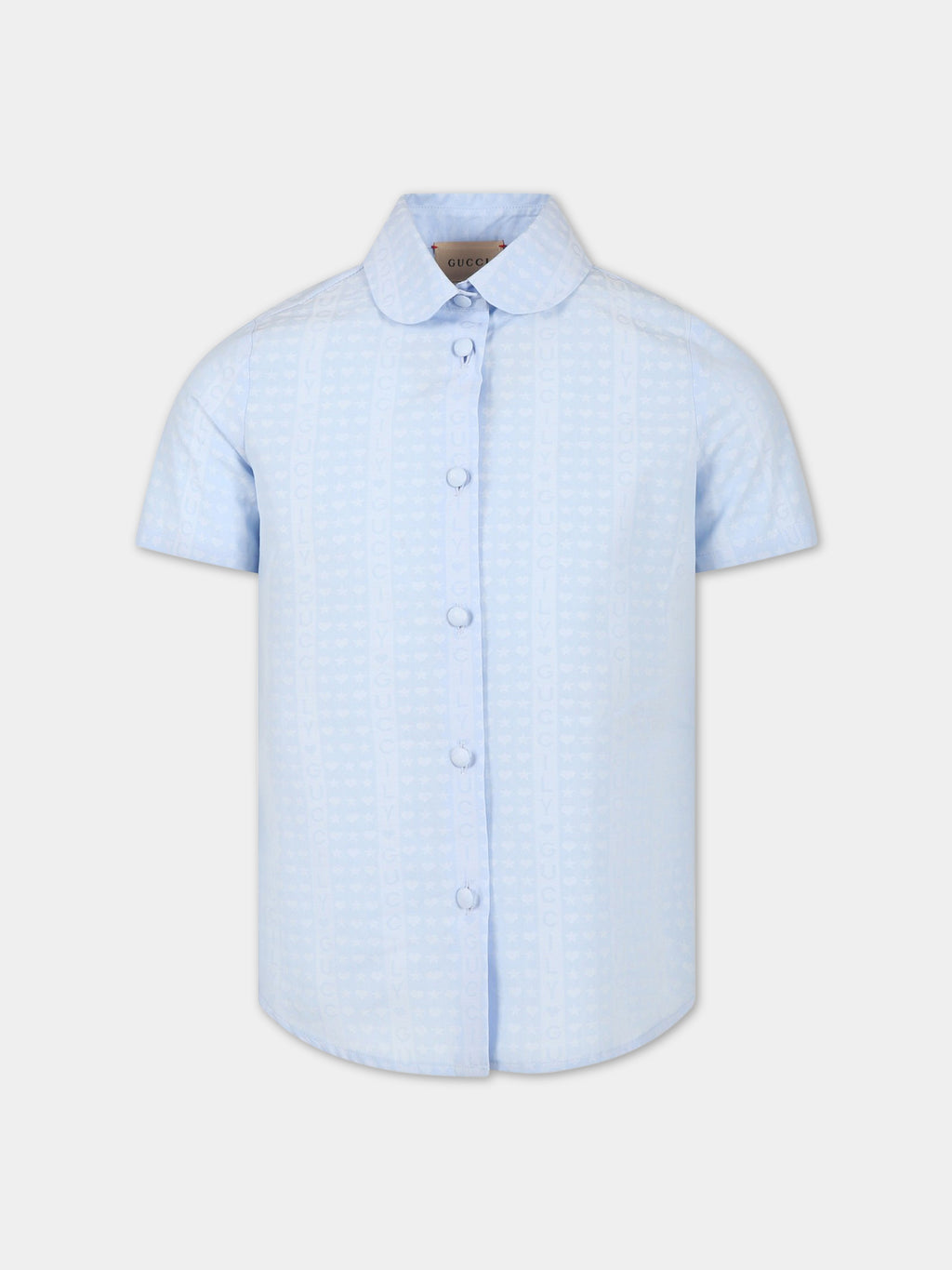 Light blue shirt for girl with  Guccily  writing